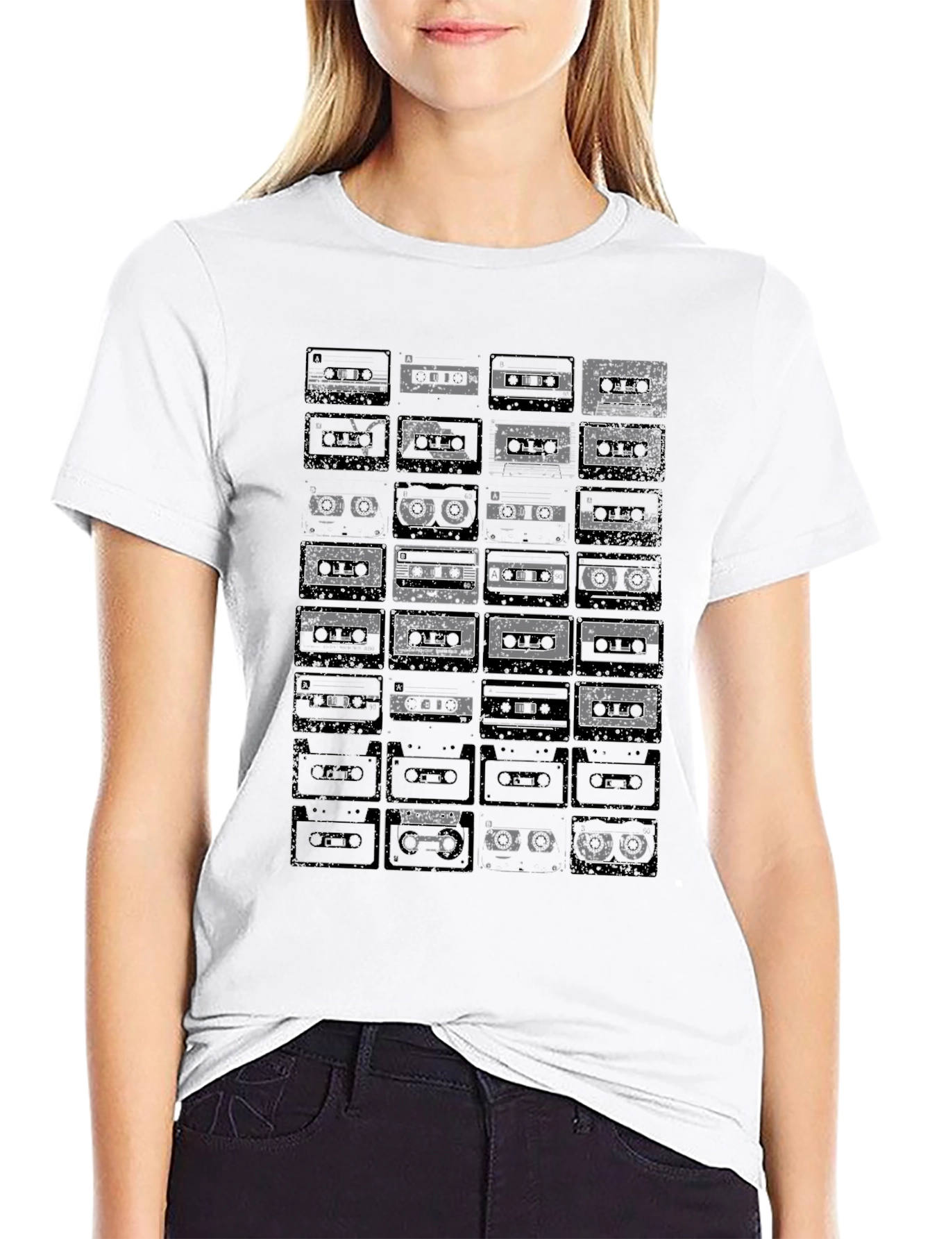Black Retro Cassette Tape T-Shirt - Vintage Music Lover Tee view 9