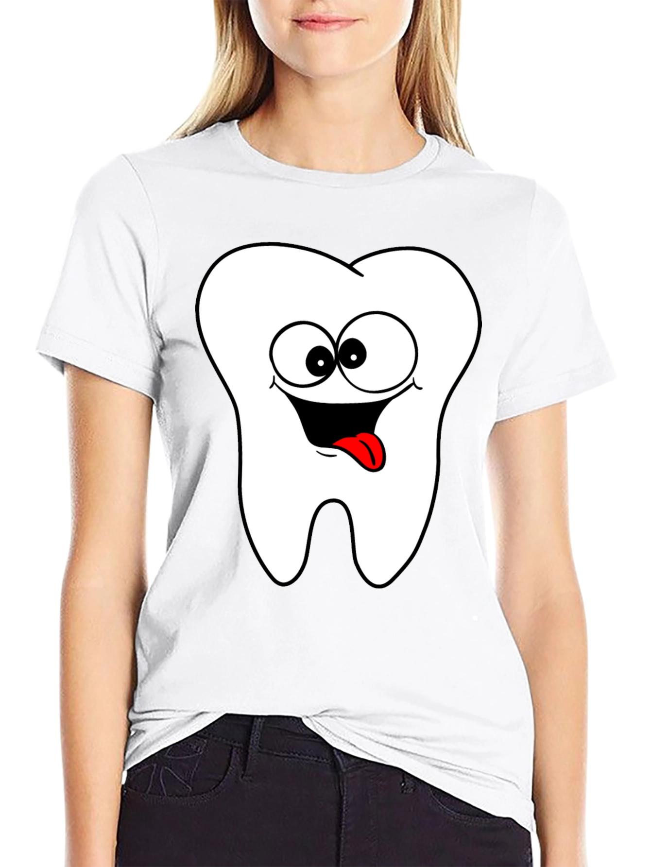 Black Funny Tooth Graphic T-Shirt - Black Cotton Tee view 9