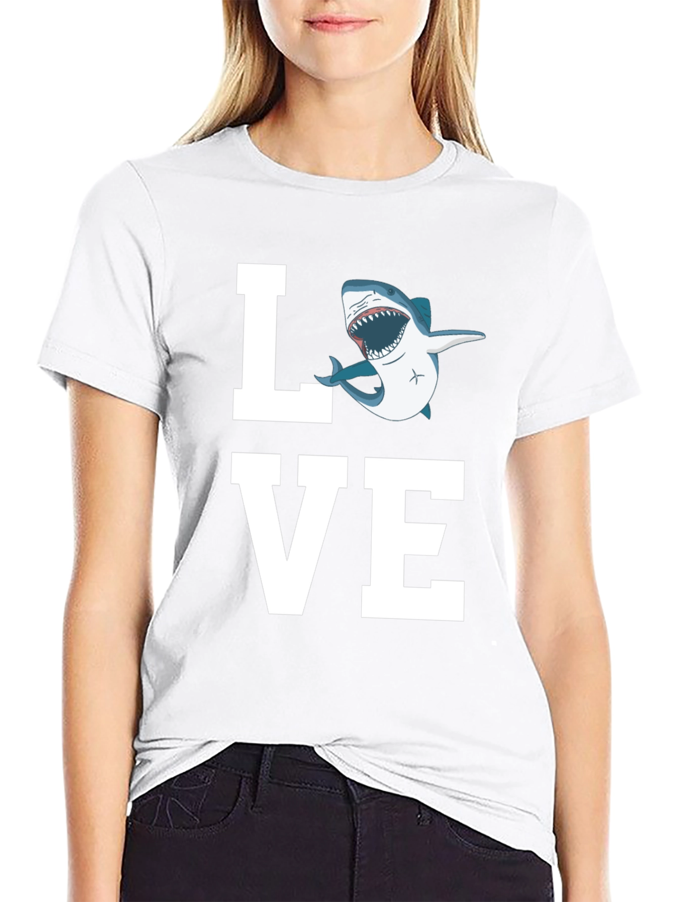 Black Love Shark T-Shirt - Great White Tee view 9