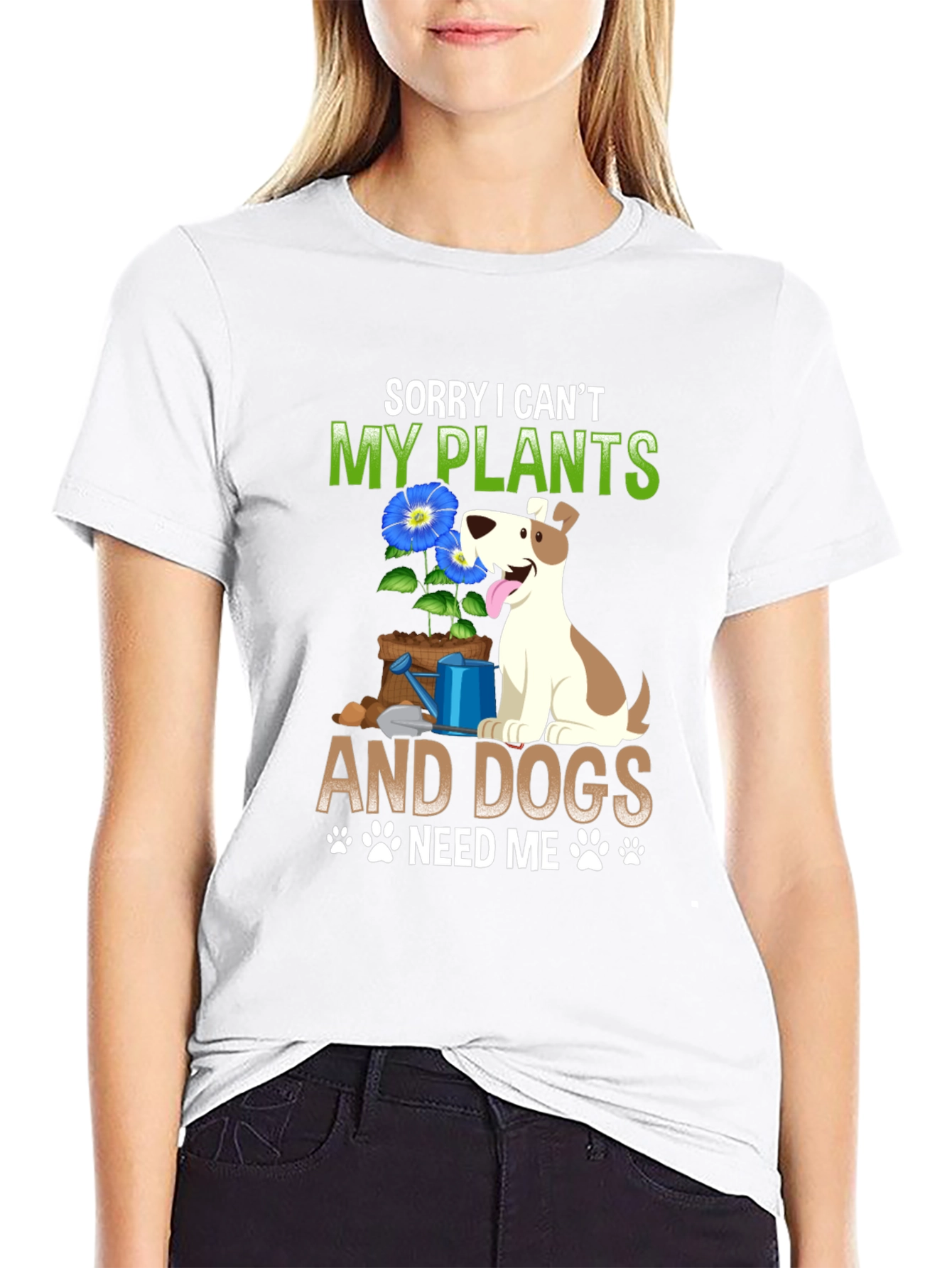 Black Sorry I Can't, My Plants & Dogs Tee view 9