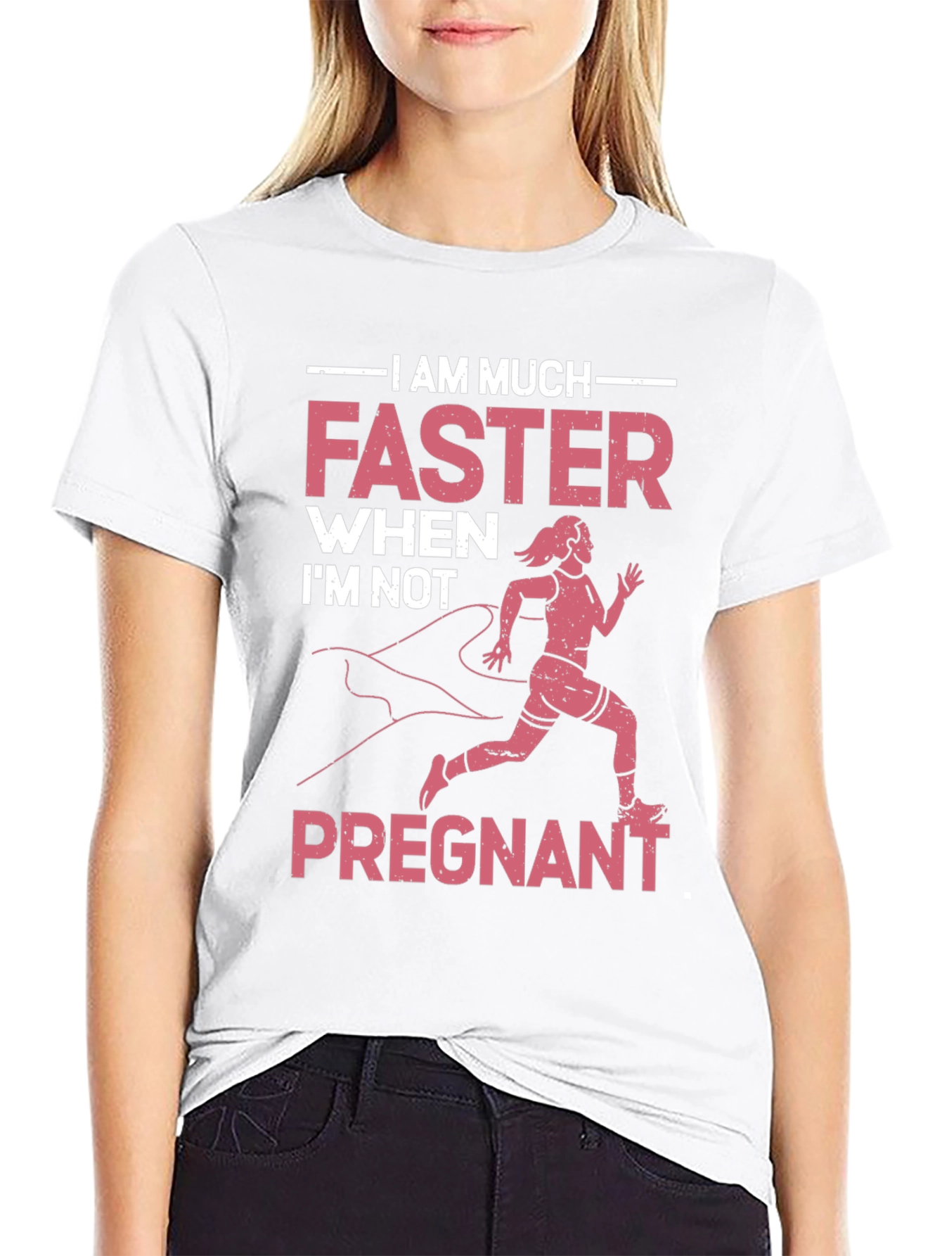 Black Funny Pregnancy Running T-Shirt view 9