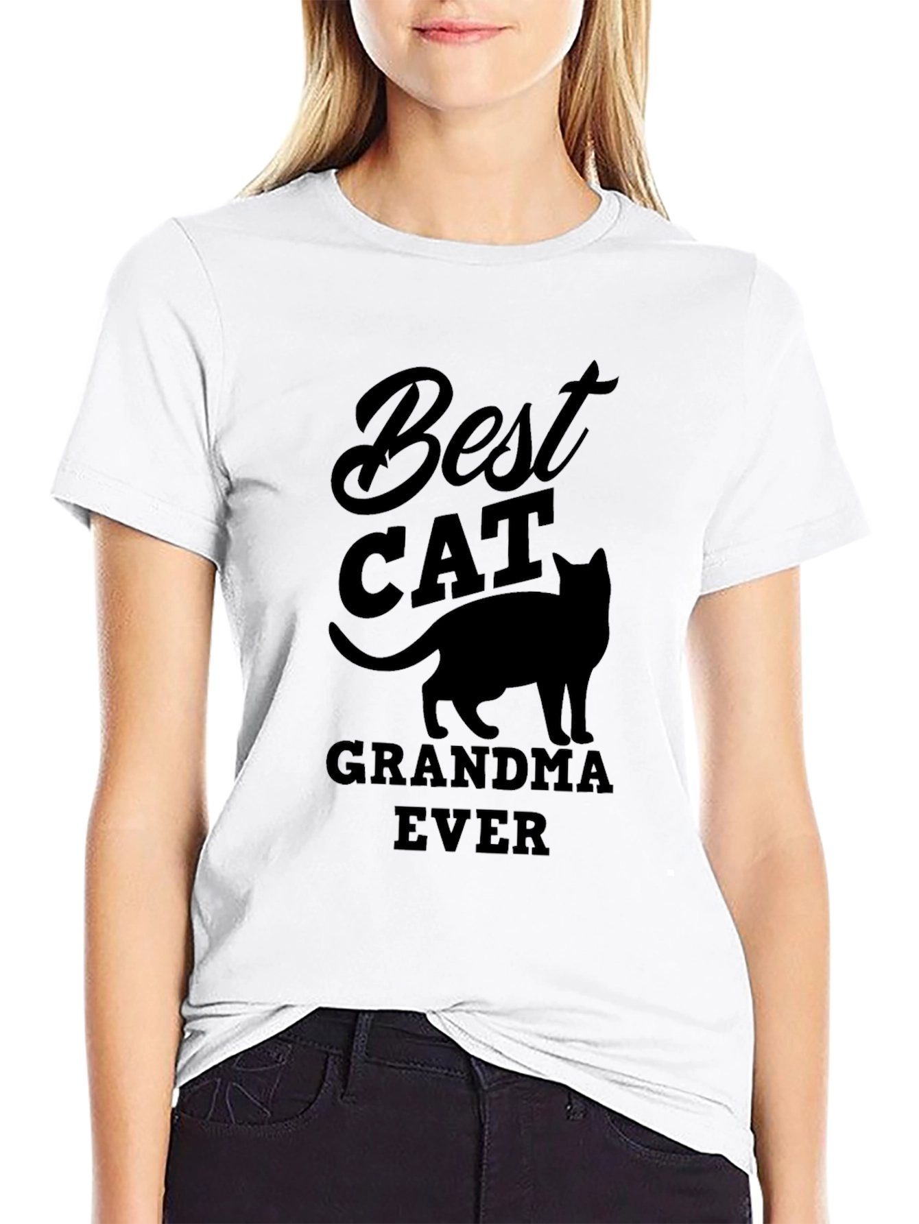 Black Best Cat Grandma Ever Black T-Shirt view 9