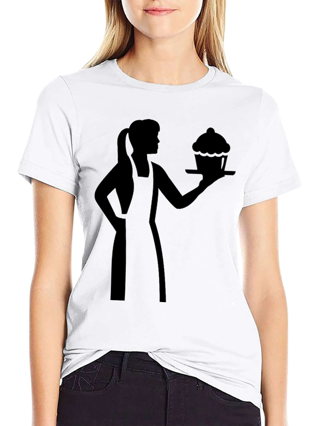 Black Baker Woman Cupcake Graphic T-Shirt view 9