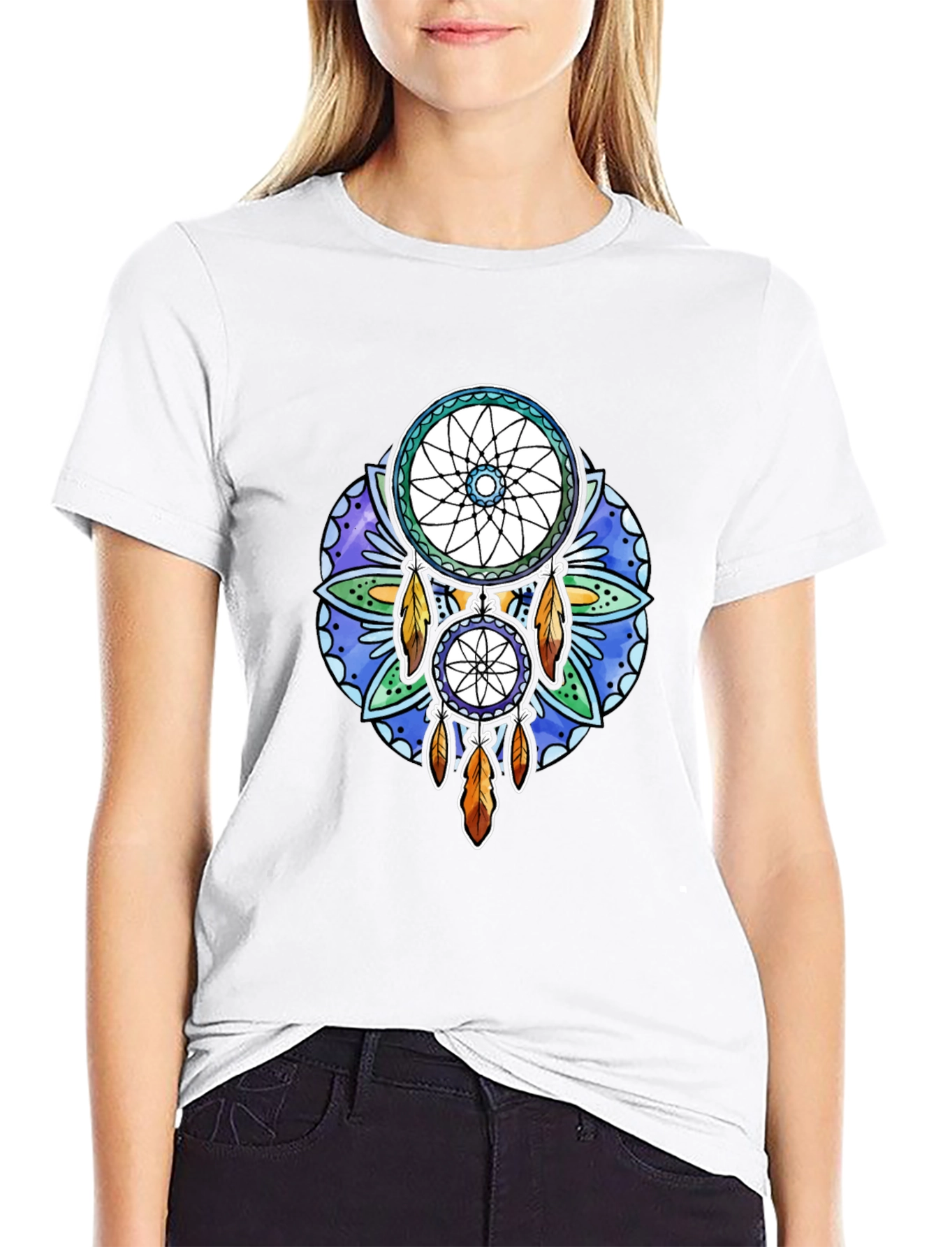 Black Dreamcatcher Graphic Black T-Shirt view 9