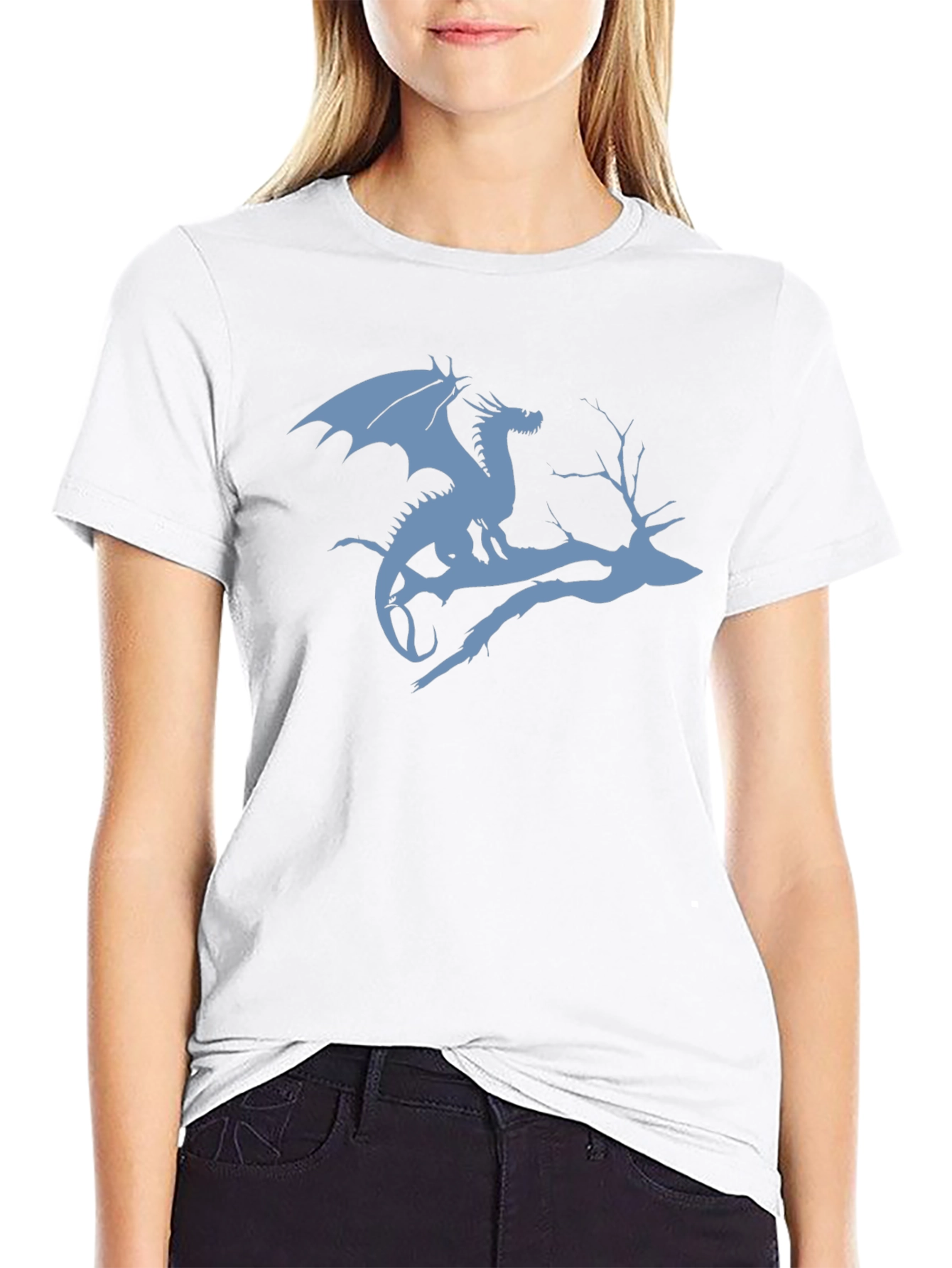 Black Dragon on Branch Graphic T-Shirt - Black view 9