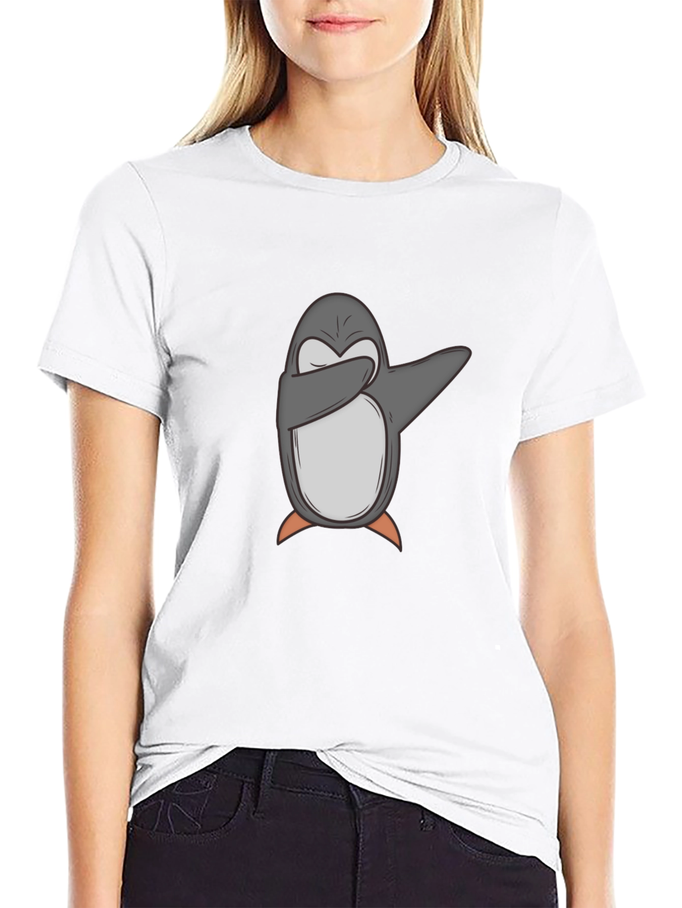 Black Dabbing Penguin Graphic Tee - Cool & Comfy view 9