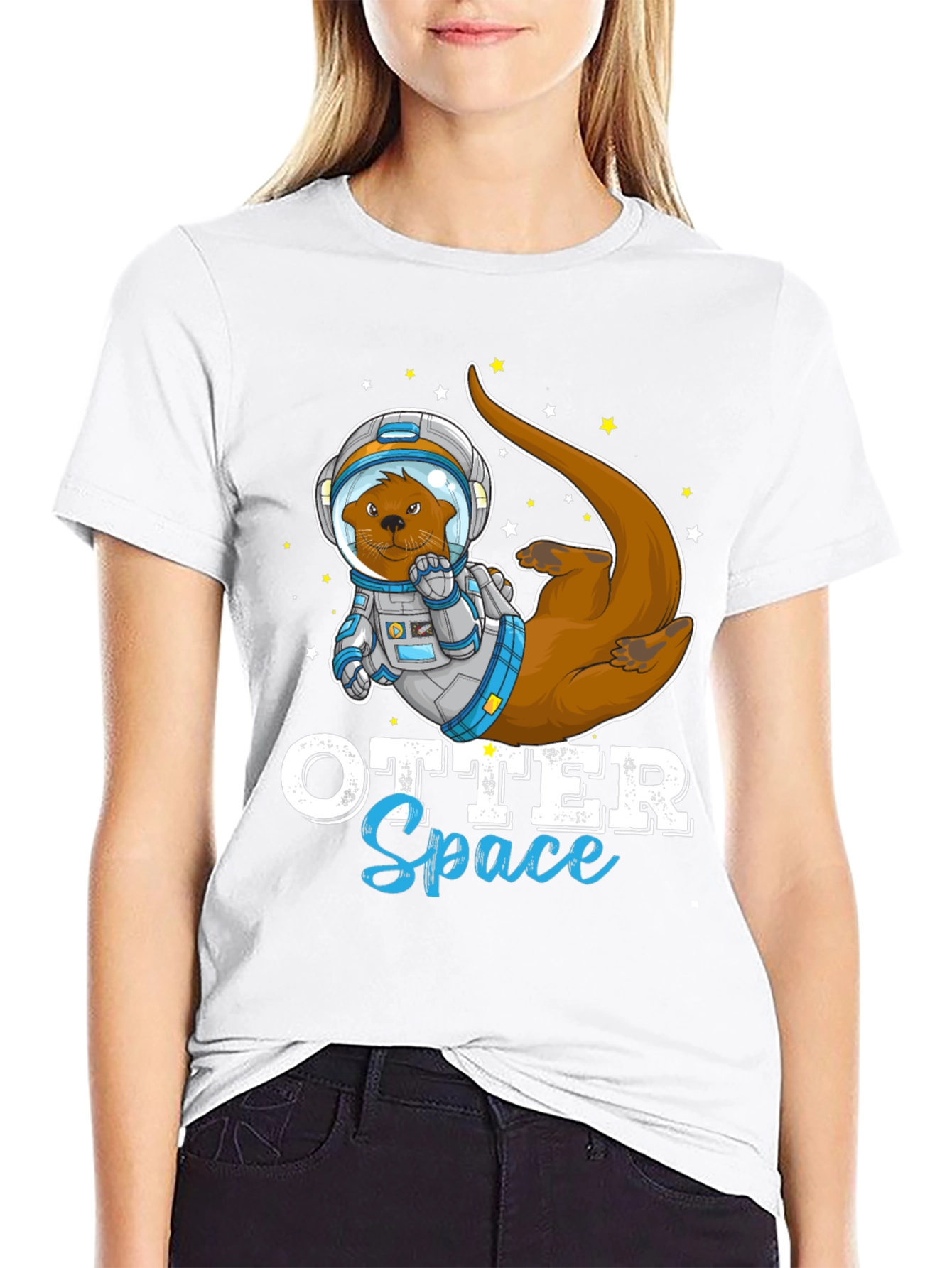 Black Otter Space T-Shirt - Funny Astronaut Animal Tee view 9