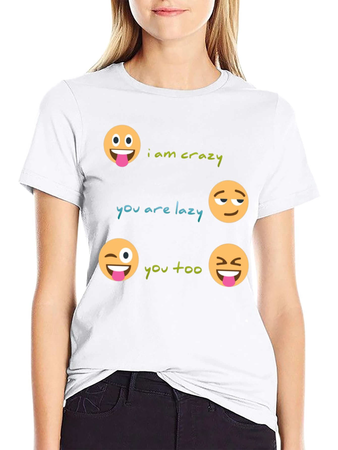 Black Crazy Lazy Emoji Graphic Tee - Unisex view 9