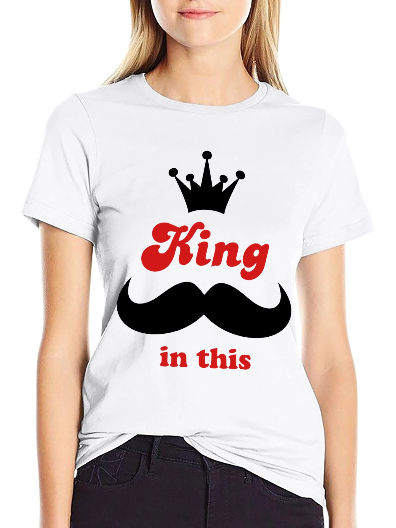 Black King In This T-Shirt - Crown & Mustache Graphic view 9