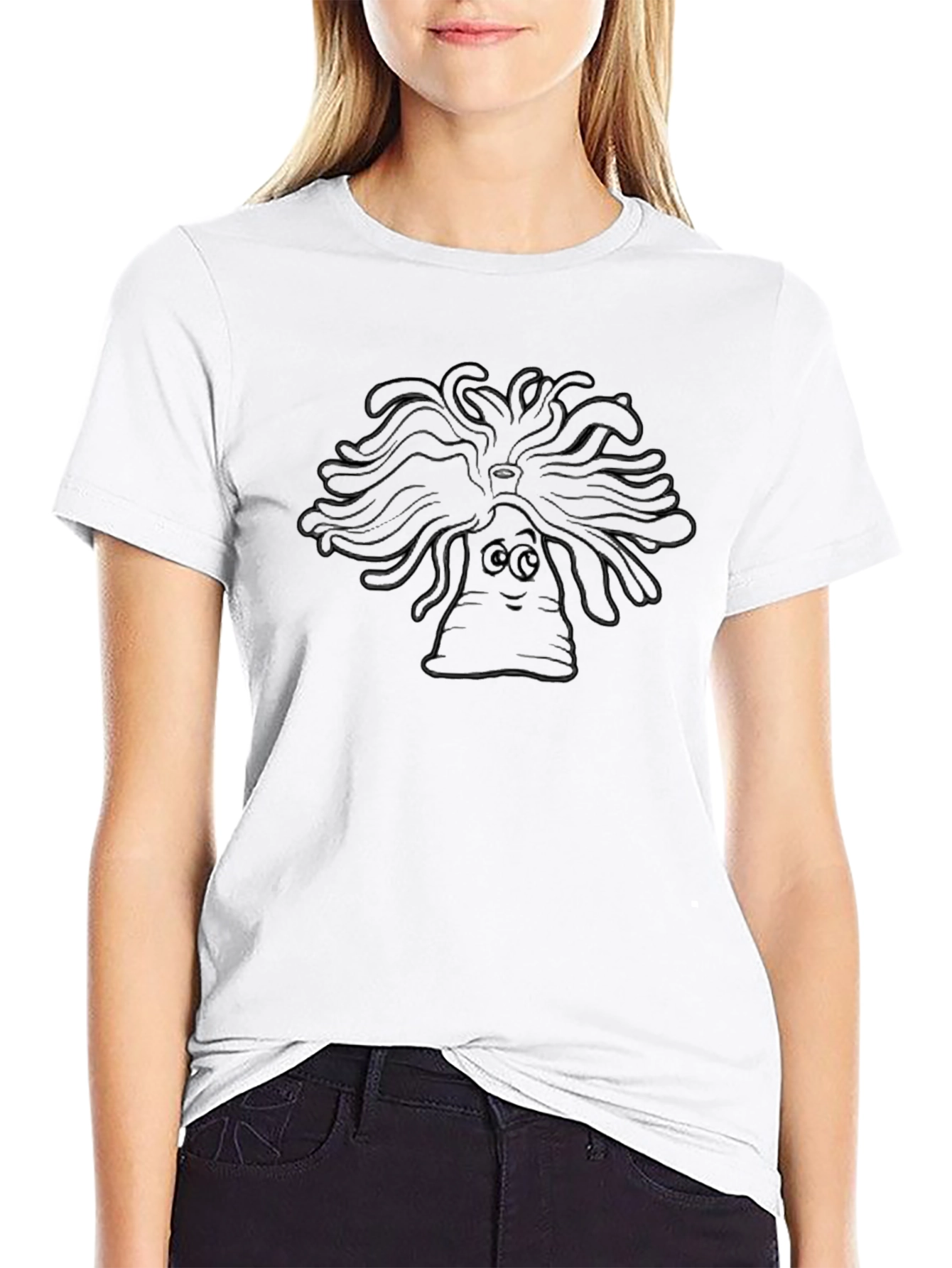 Black Cartoon Medusa Head T-Shirt - Classic Black Tee view 9