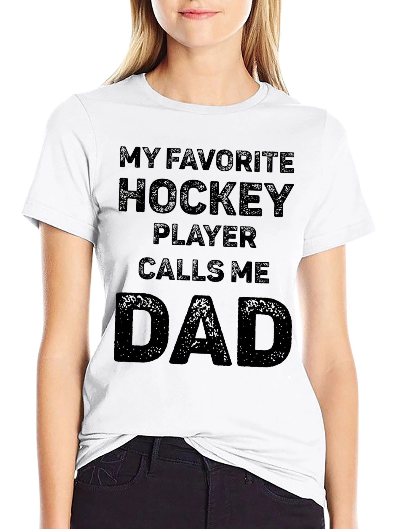 Black My Favorite Hockey Player Calls Me Dad T-Shirt view 9