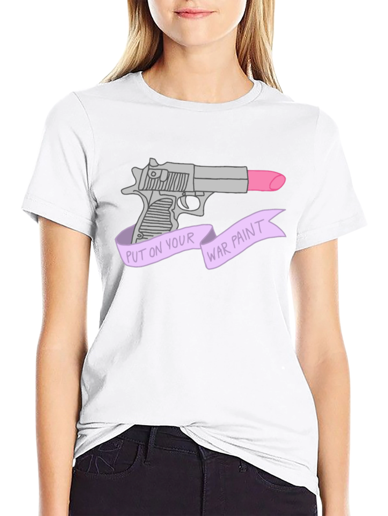 Black War Paint Lipstick Gun Graphic T-Shirt view 9