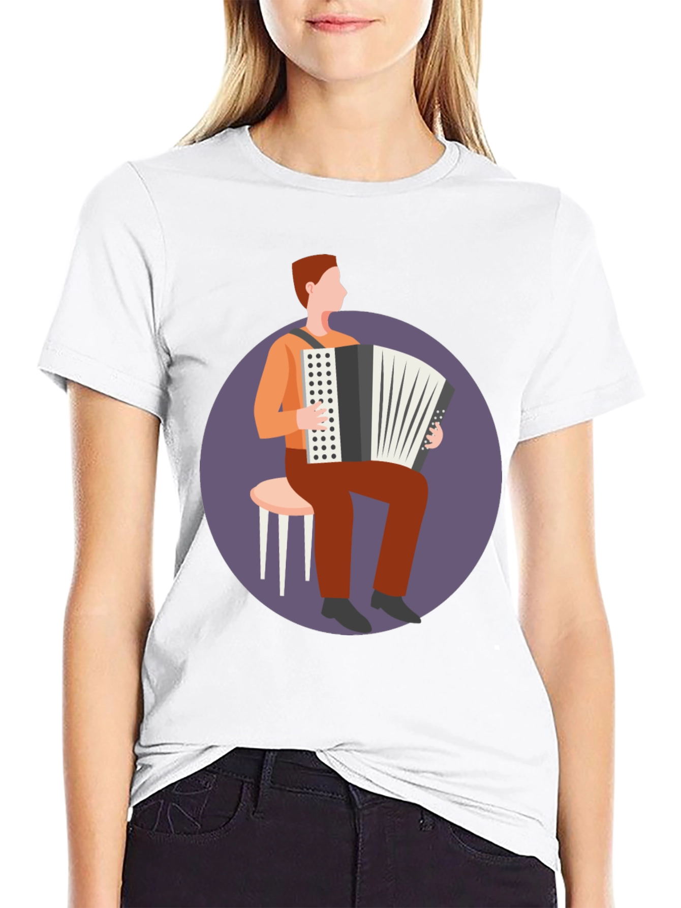 Black Accordion Player Graphic Tee - Musician T-Shirt view 9