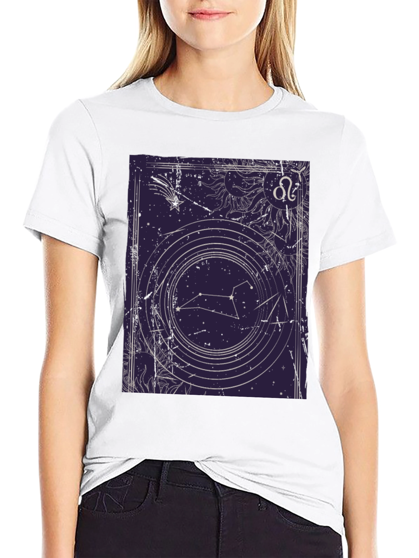 Black Leo Zodiac Graphic Tee - Celestial Constellation T-Shirt view 9