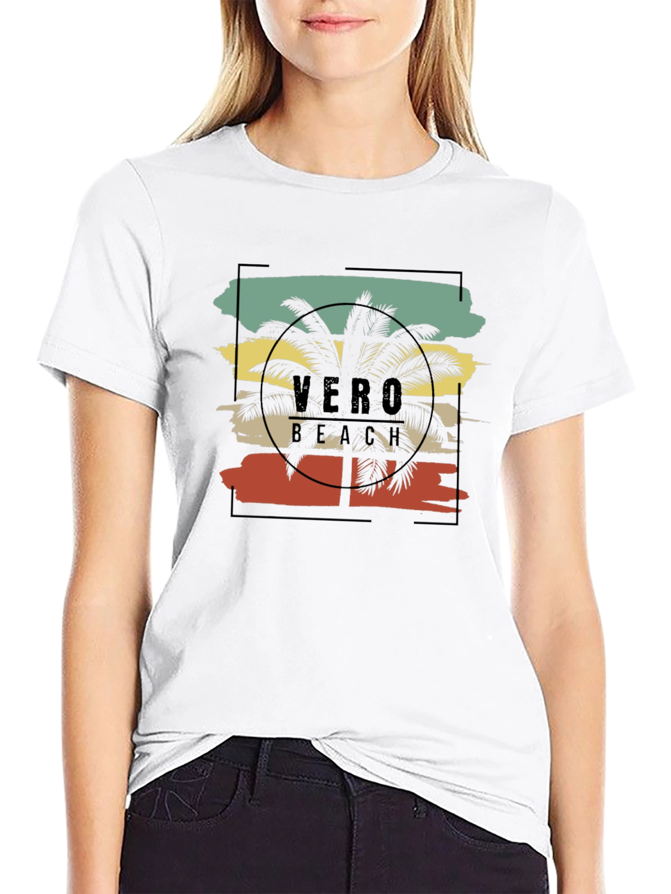 Black Vero Beach Graphic Tee - Palm Tree Design view 9
