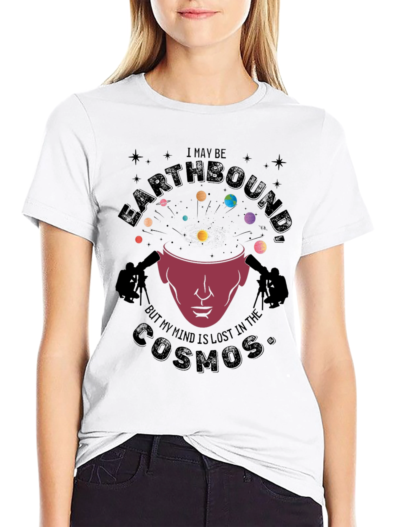 Black Earthbound Cosmos Graphic T-Shirt view 9