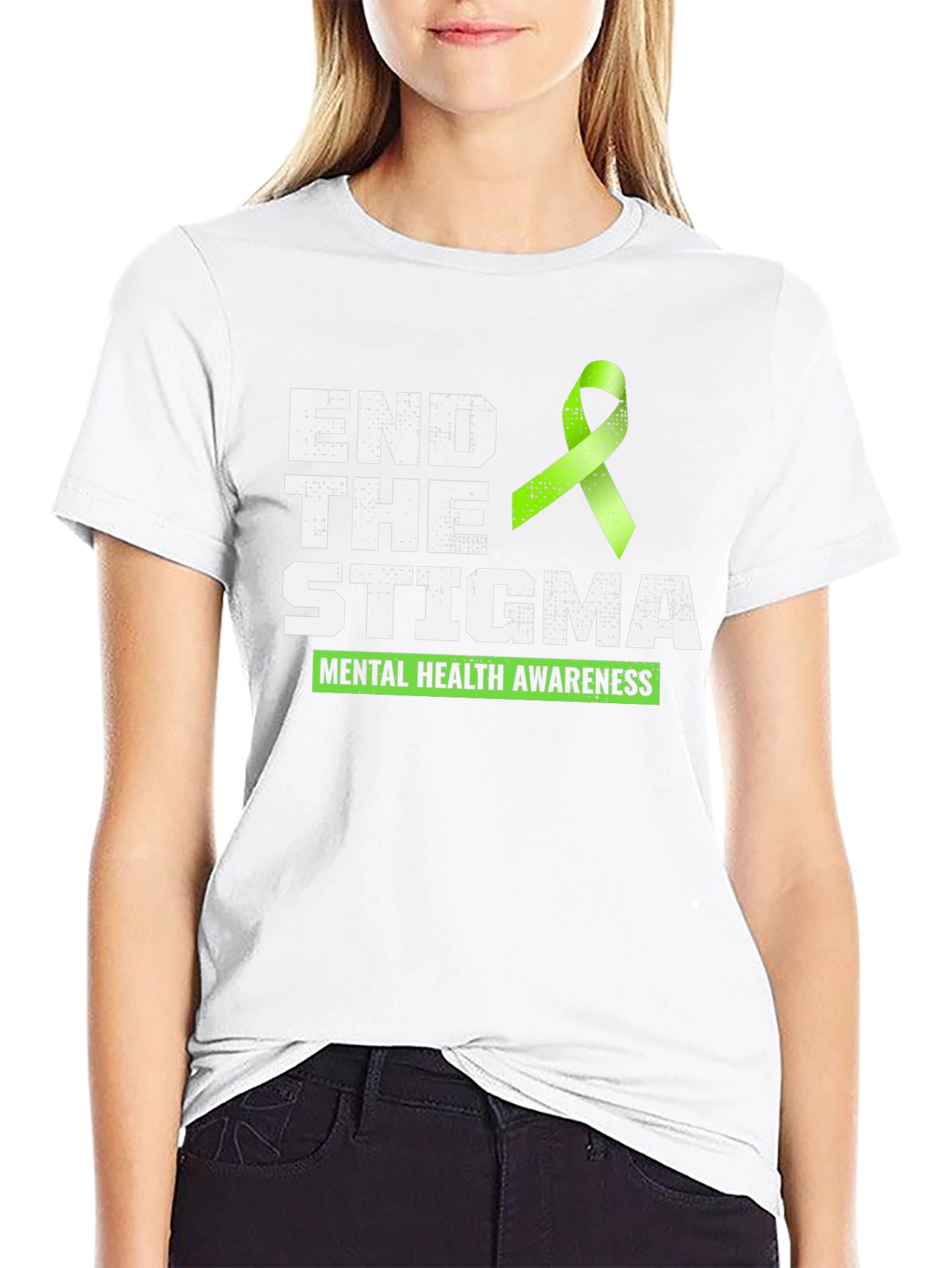 Black End the Stigma Mental Health Awareness T-Shirt view 9