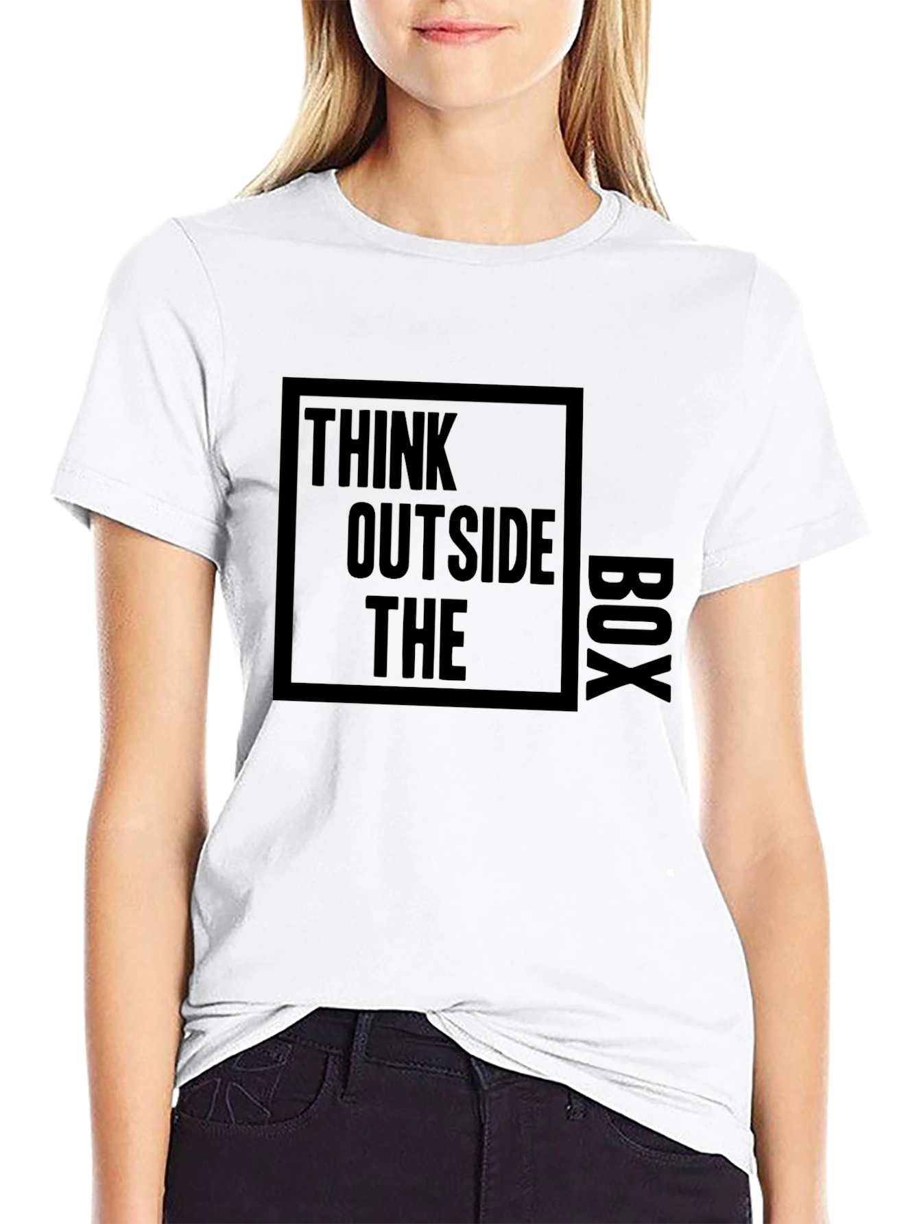 Black Think Outside The Box Black Graphic T-Shirt view 9