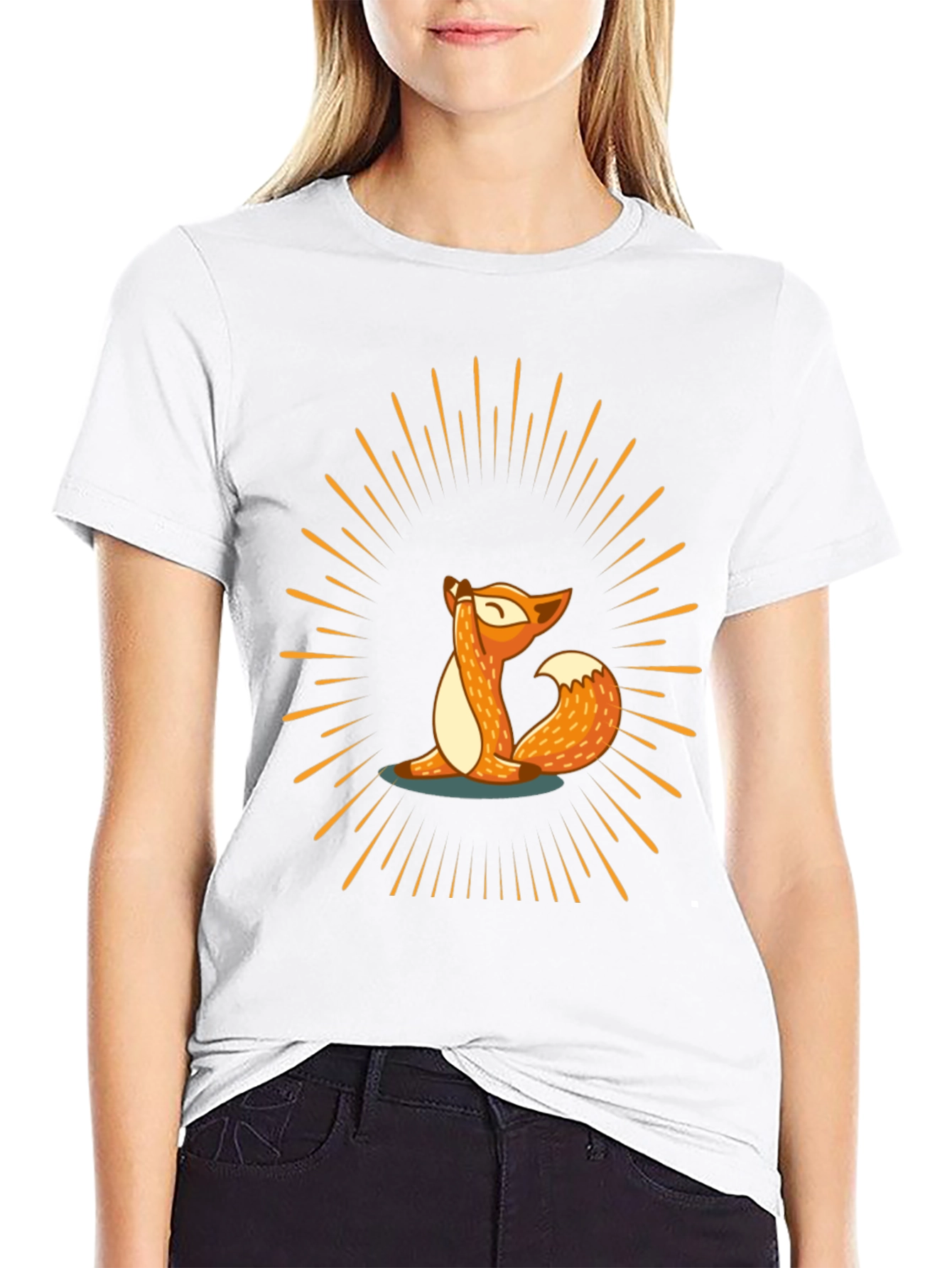 Black Yoga Fox Tee - Meditate in Style view 9