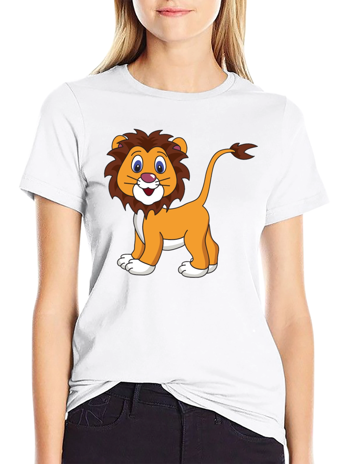 Black Cartoon Lion Black T-Shirt view 9