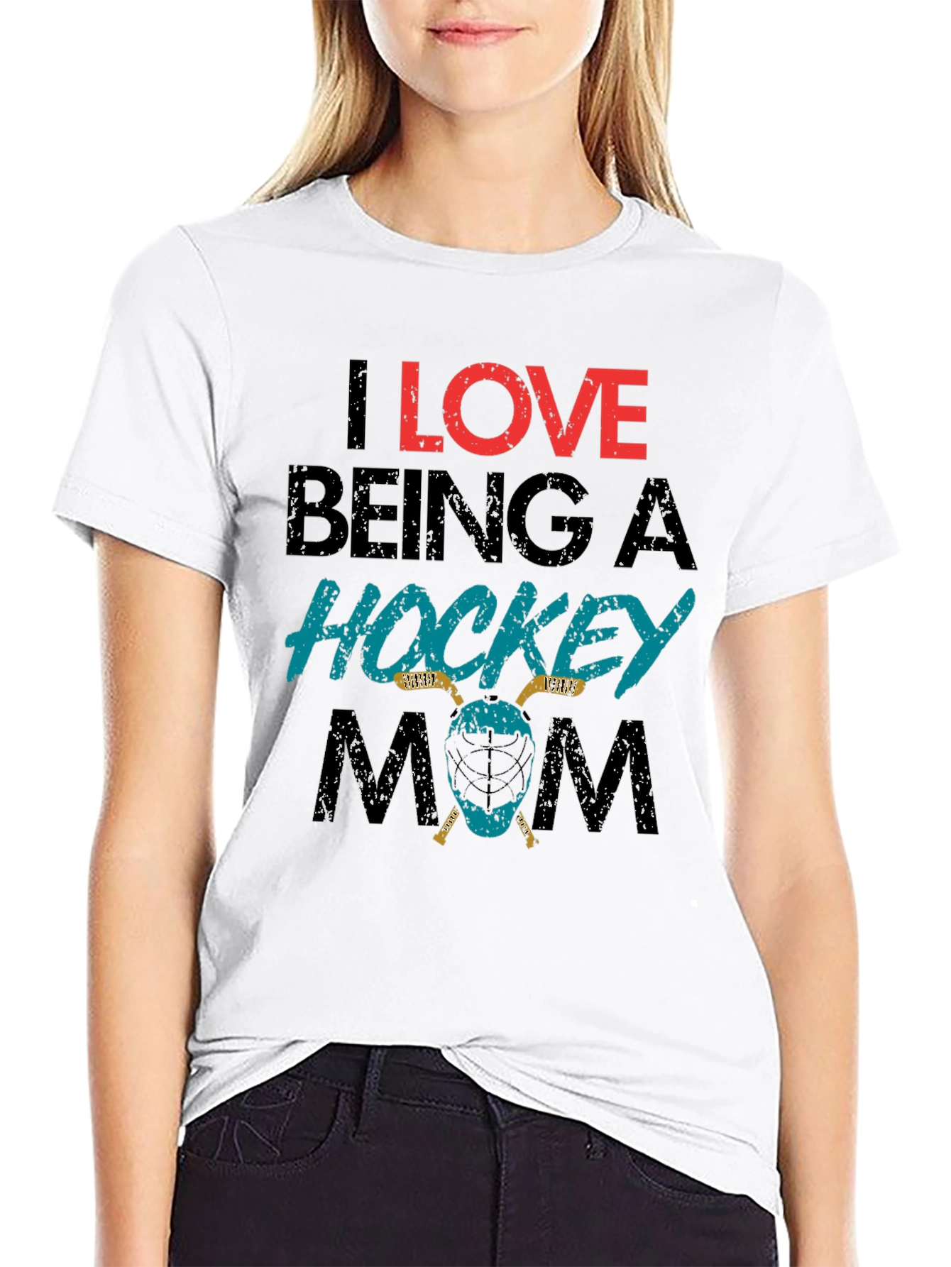 Black I Love Being a Hockey Mom T-Shirt view 9