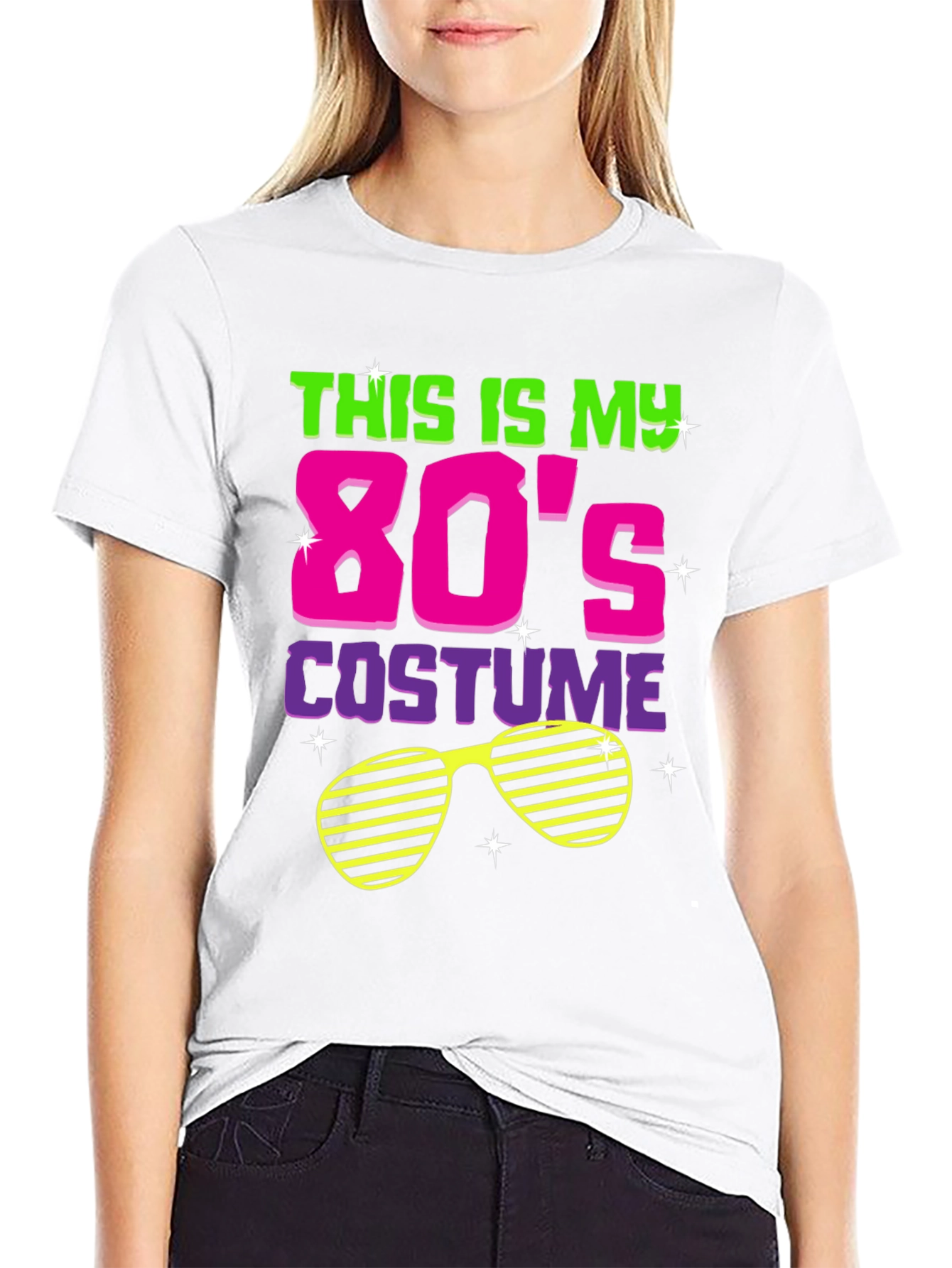 Black Retro 80s Costume T-Shirt view 9
