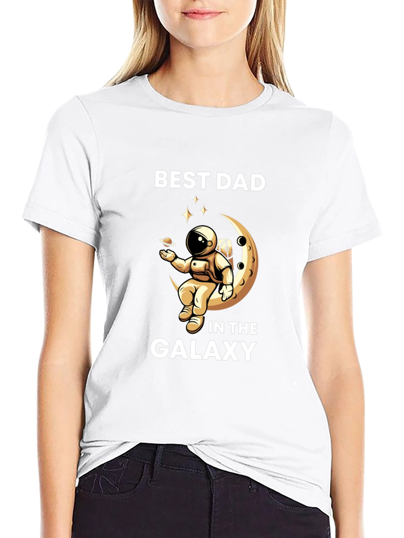 Black Best Dad Galaxy T-Shirt view 9