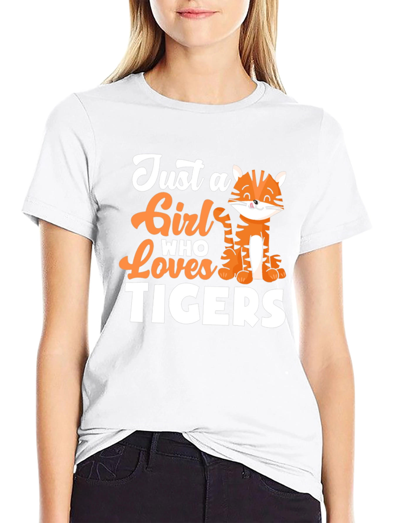 Black Just a Girl Who Loves Tigers Graphic Tee view 9