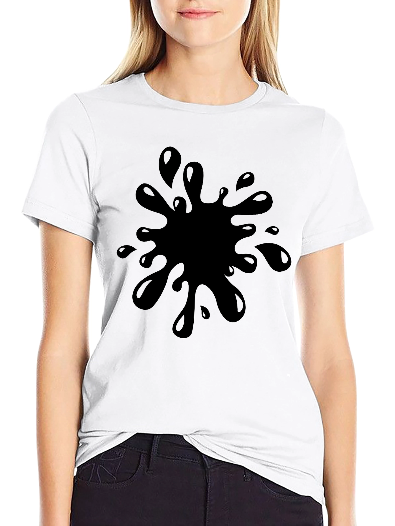Black Black T-Shirt with Splash Graphic - Casual Wear view 9