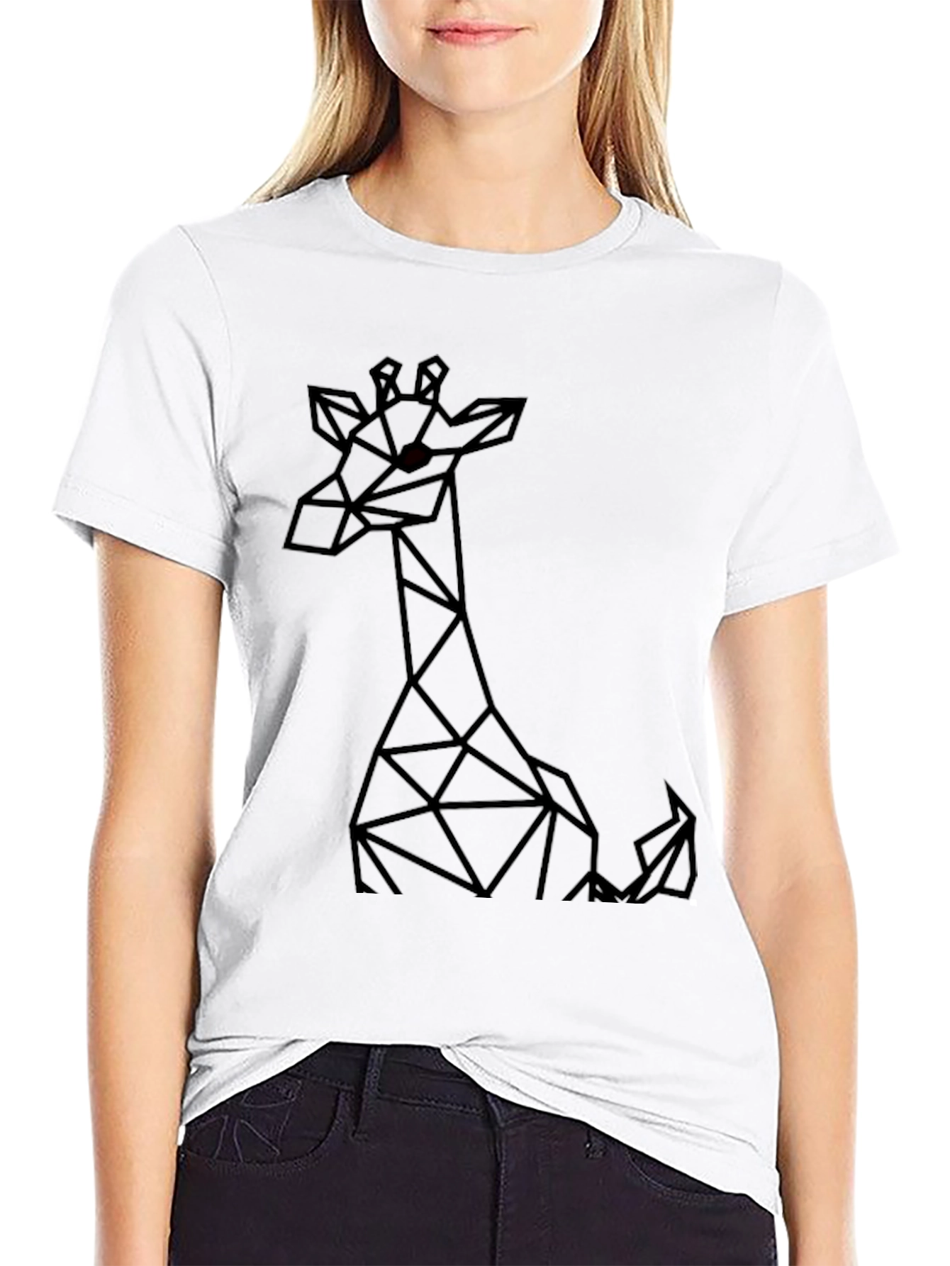Black Geometric Giraffe Black T-Shirt view 9