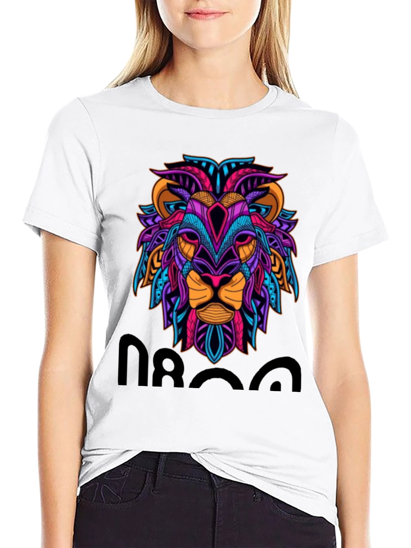Black Lion Graphic Print Tee - Men's Black T-Shirt view 9