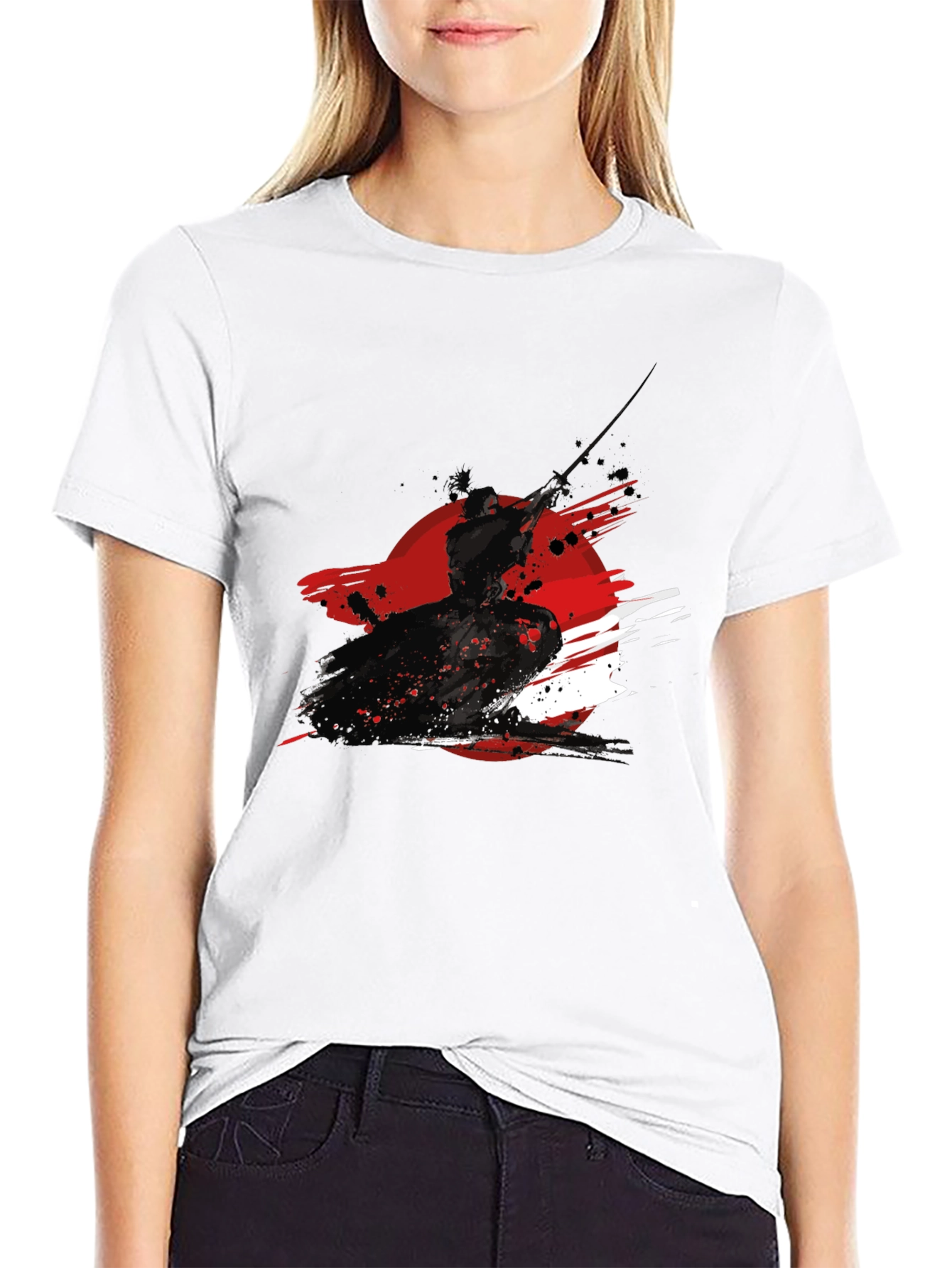 Black Samurai Ink Graphic Black T-Shirt view 9
