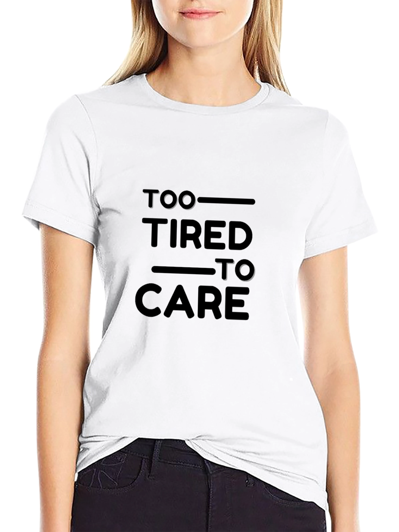 Black Too Tired to Care Black Graphic Tee view 9