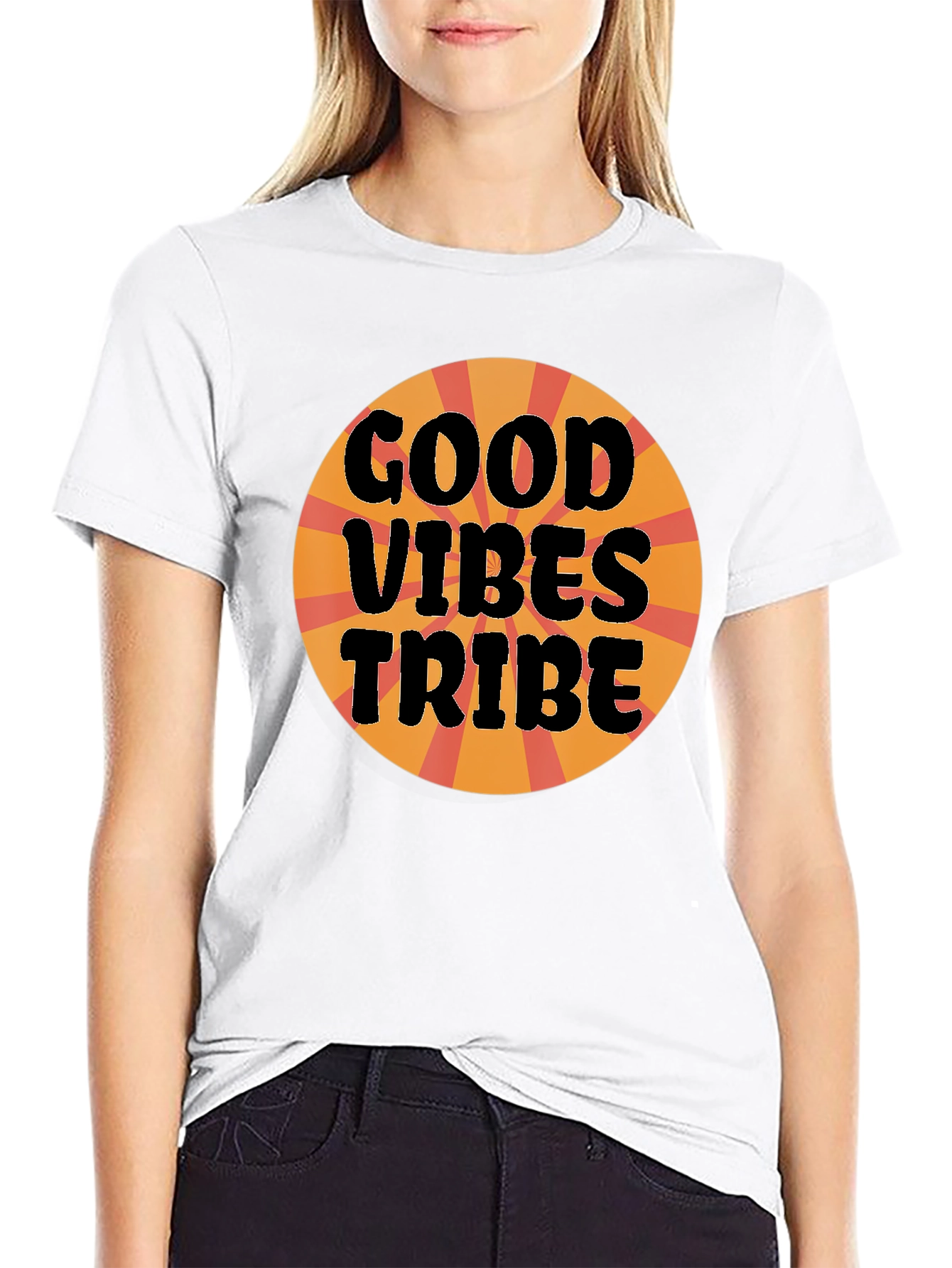 Black Good Vibes Tribe Graphic Tee - Black Cotton T-Shirt view 9