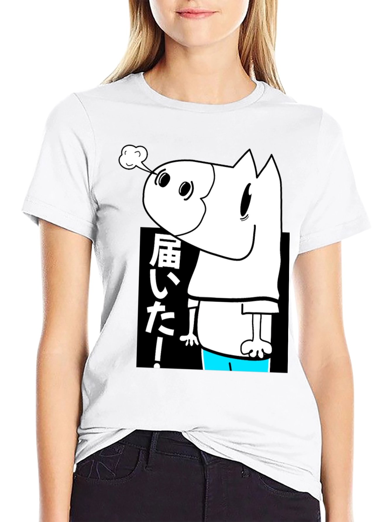 Black Men's Black T-Shirt with Cartoon Graphic view 9