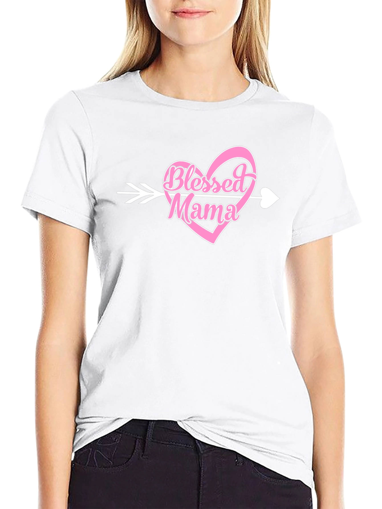 Black Blessed Mama Arrow Heart Graphic T-Shirt view 9