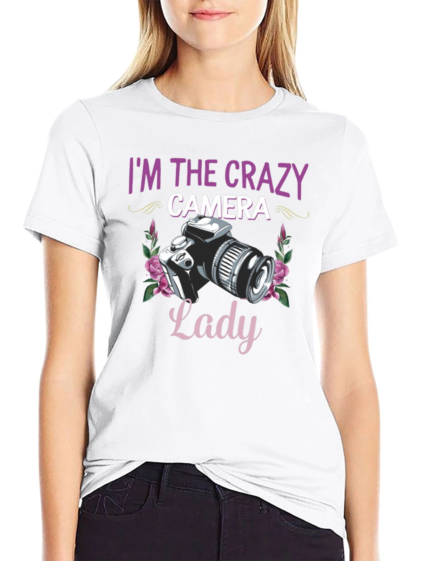 Crazy Camera Lady Graphic T-Shirt - 9
