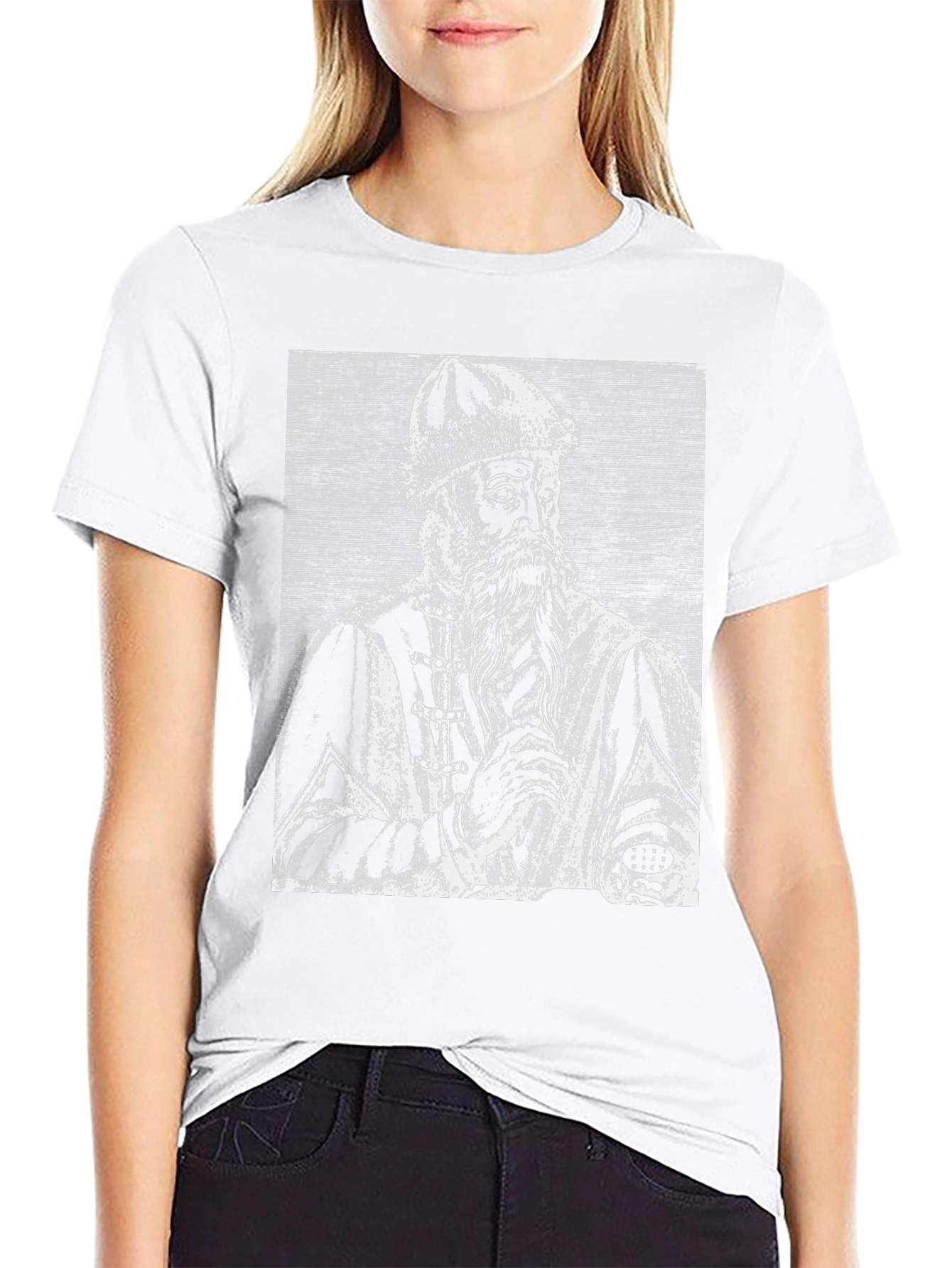 Black Vintage Portrait Graphic T-Shirt view 9