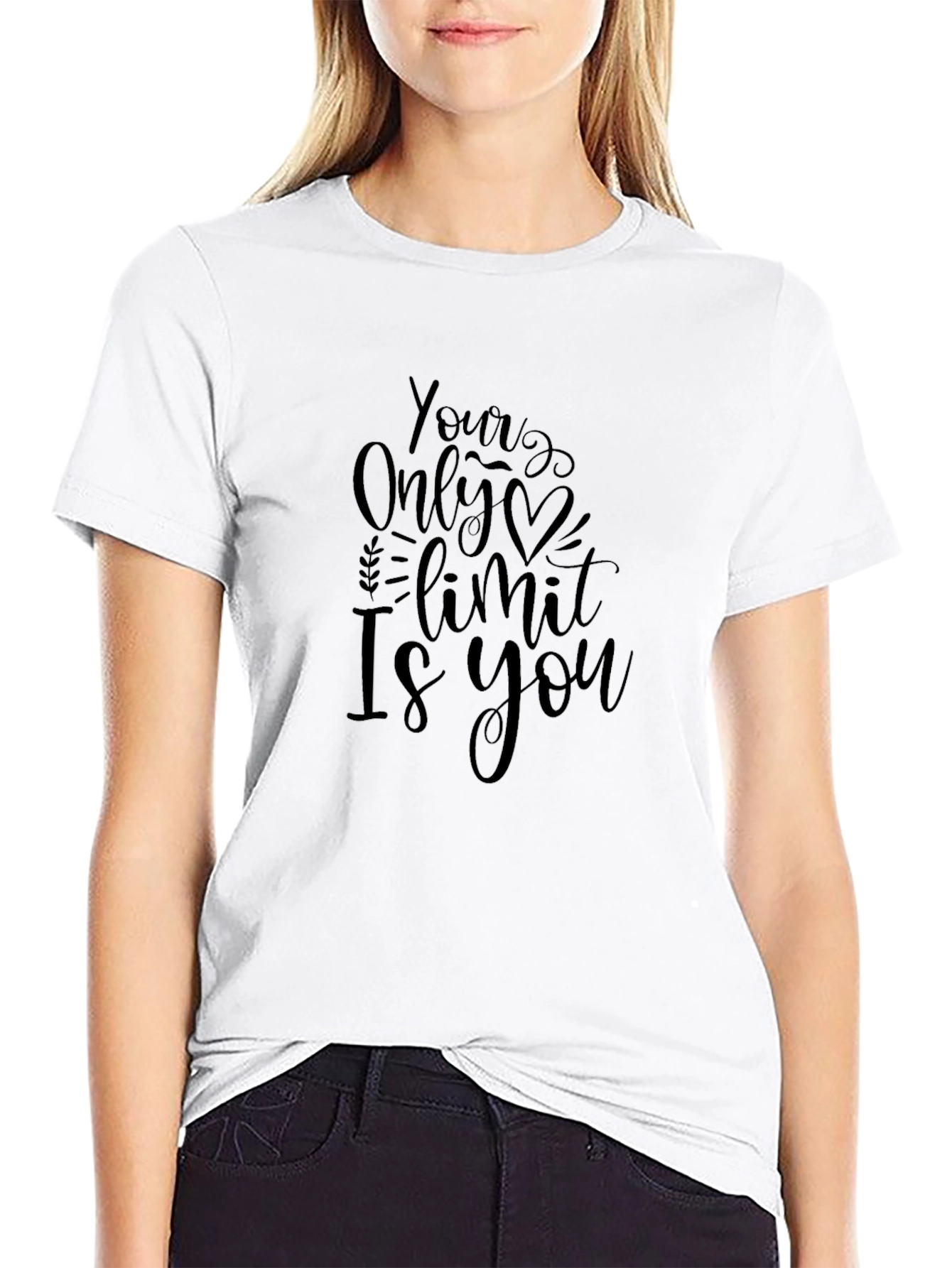 Black Inspirational Graphic Tee - Your Only Limit Is You - Black view 9