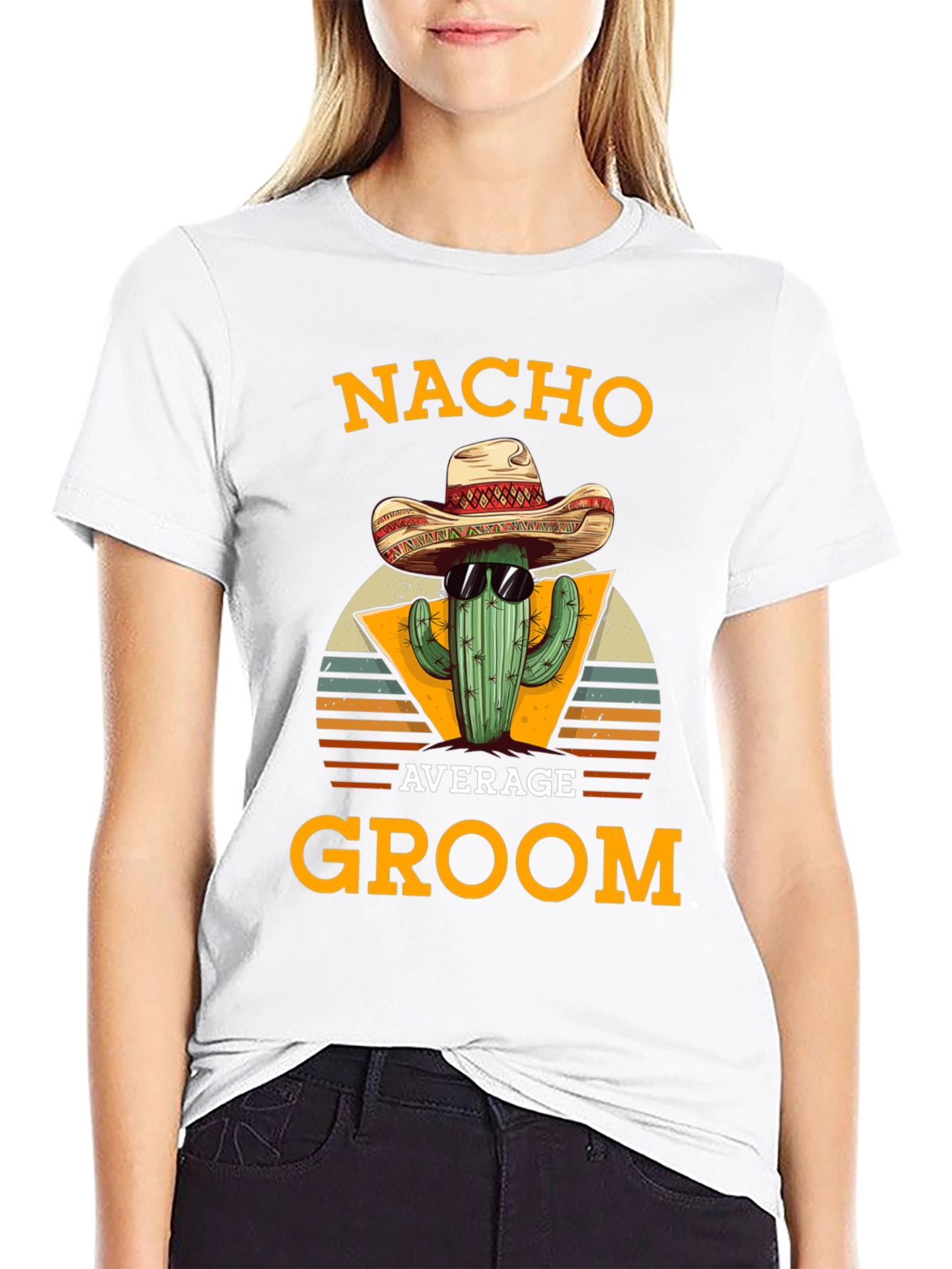 Black Nacho Average Groom Cactus Graphic Tee view 9