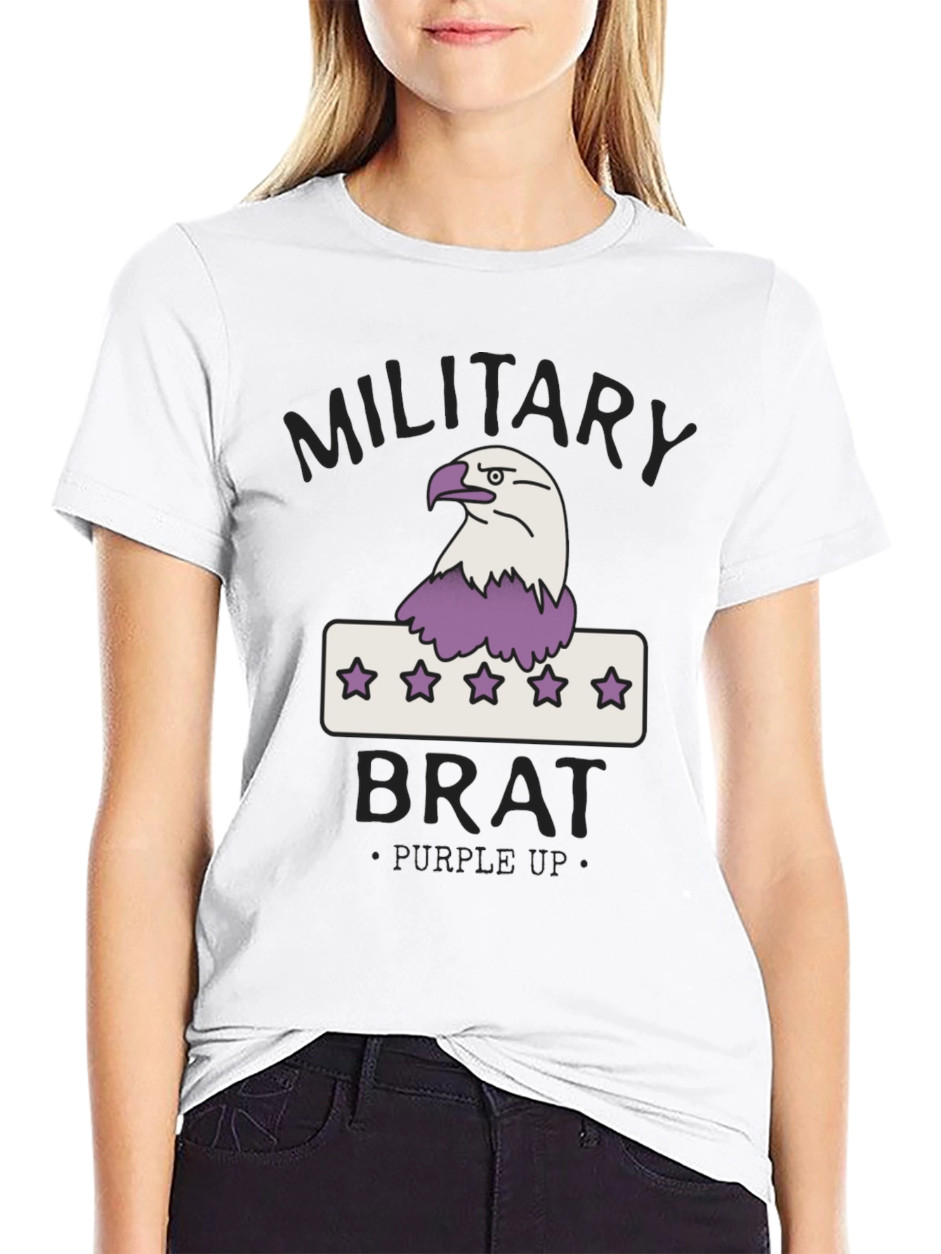 Black Military Brat T-Shirt - Purple Up view 9