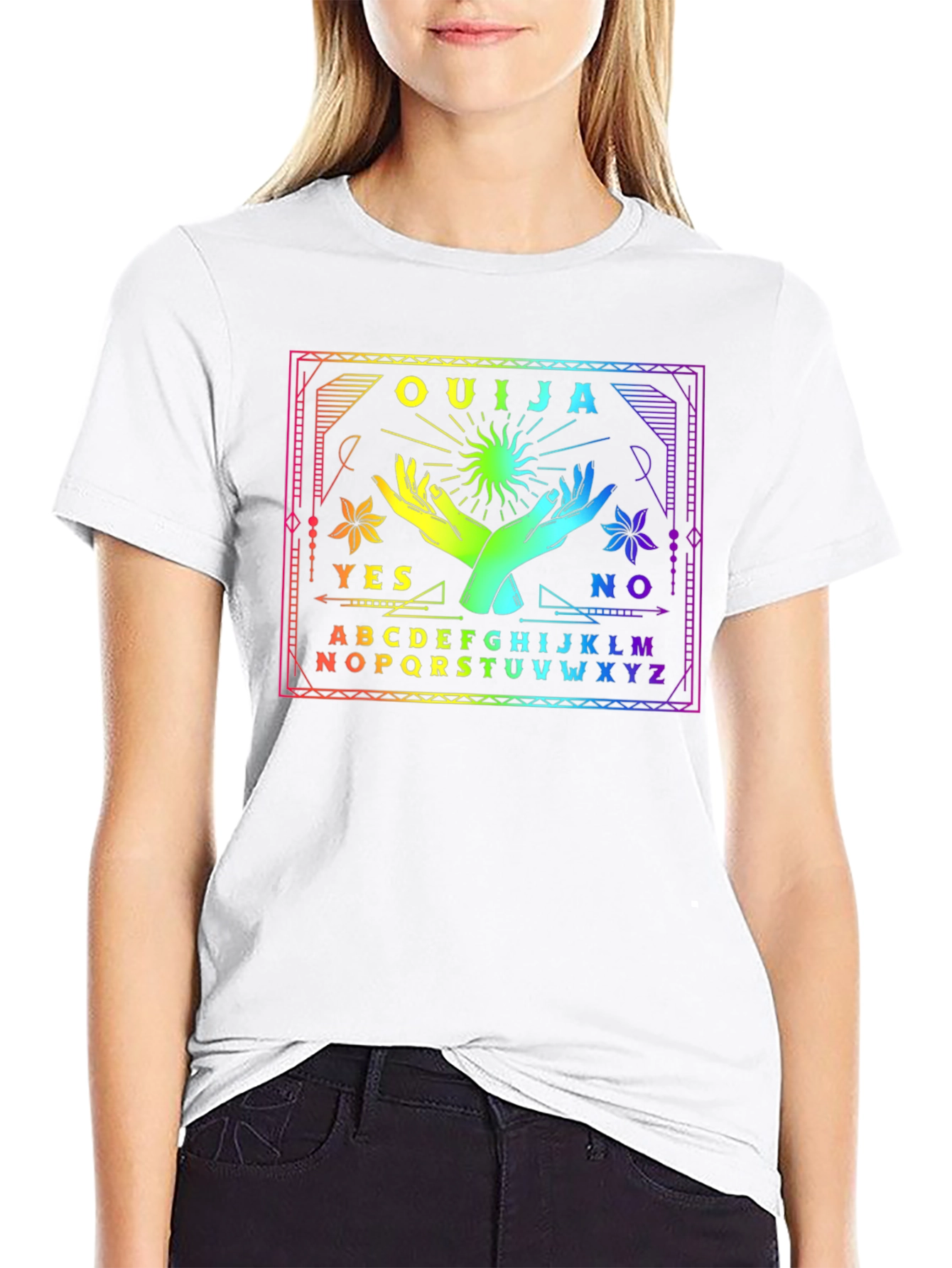 Ouija Board Graphic Tee - Unisex Rainbow Design - 9