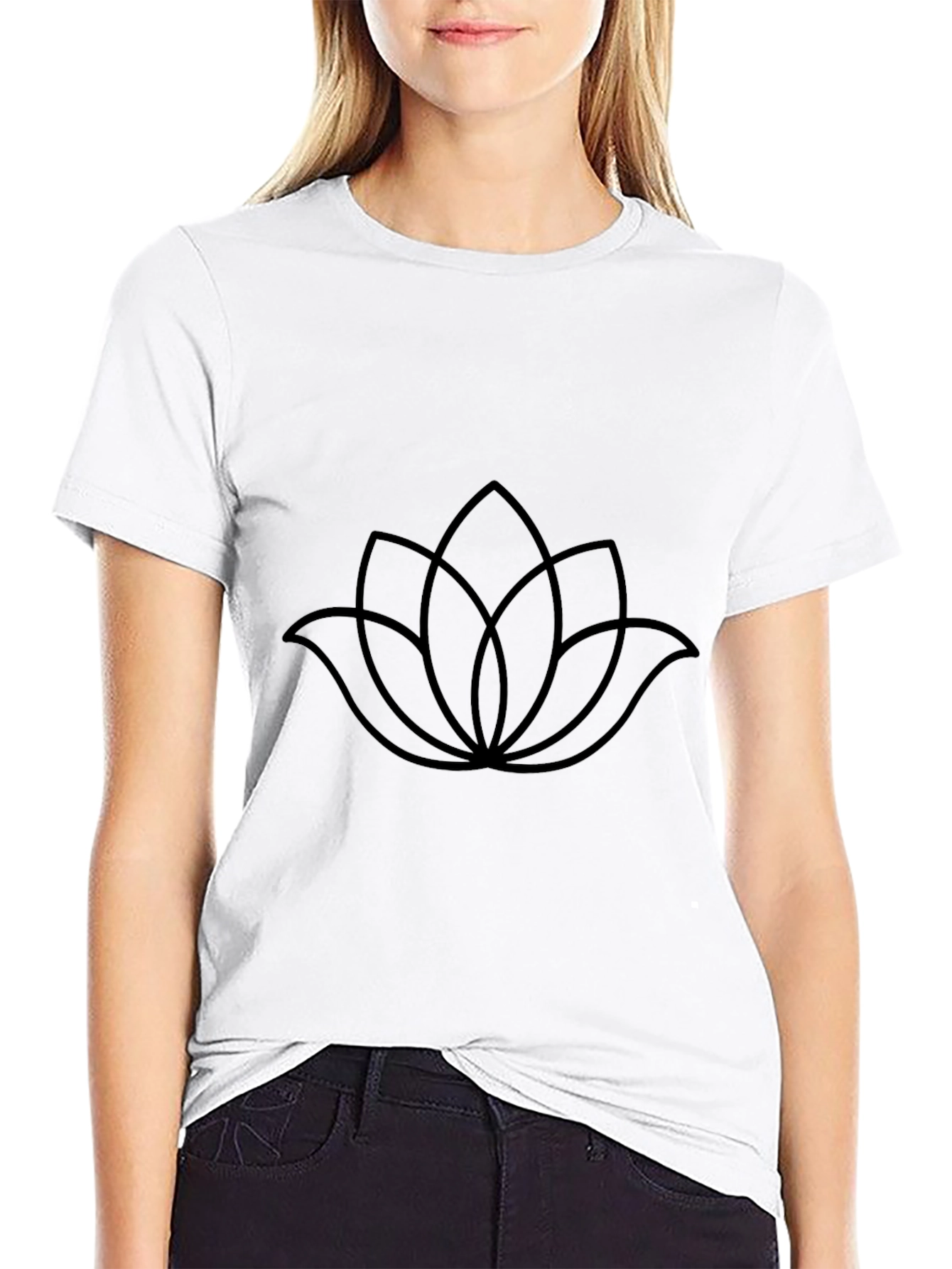 Black Lotus Flower Graphic Black Tee view 9