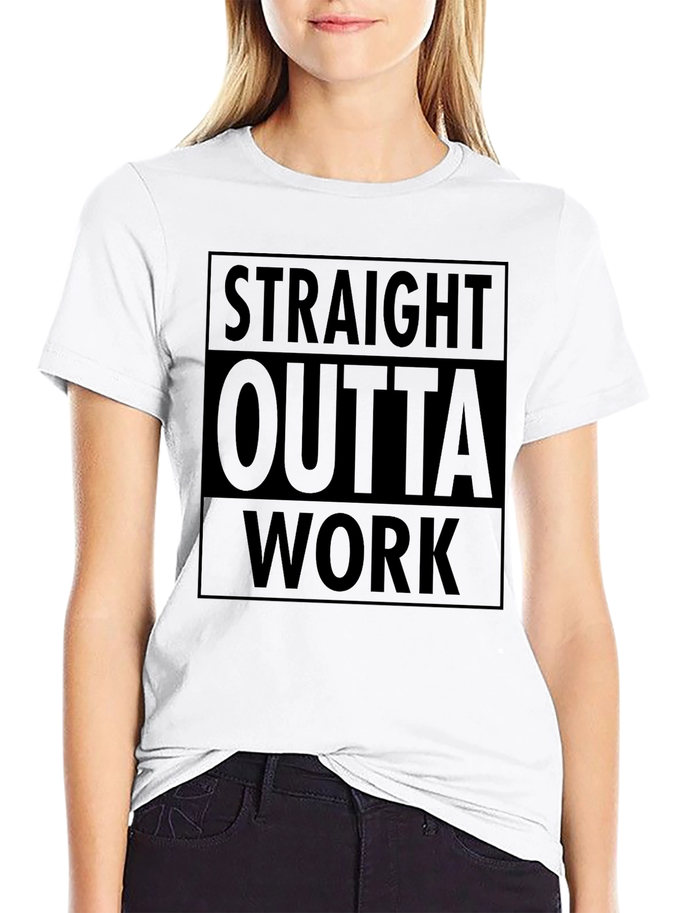 Black Straight Outta Work Graphic T-Shirt view 9