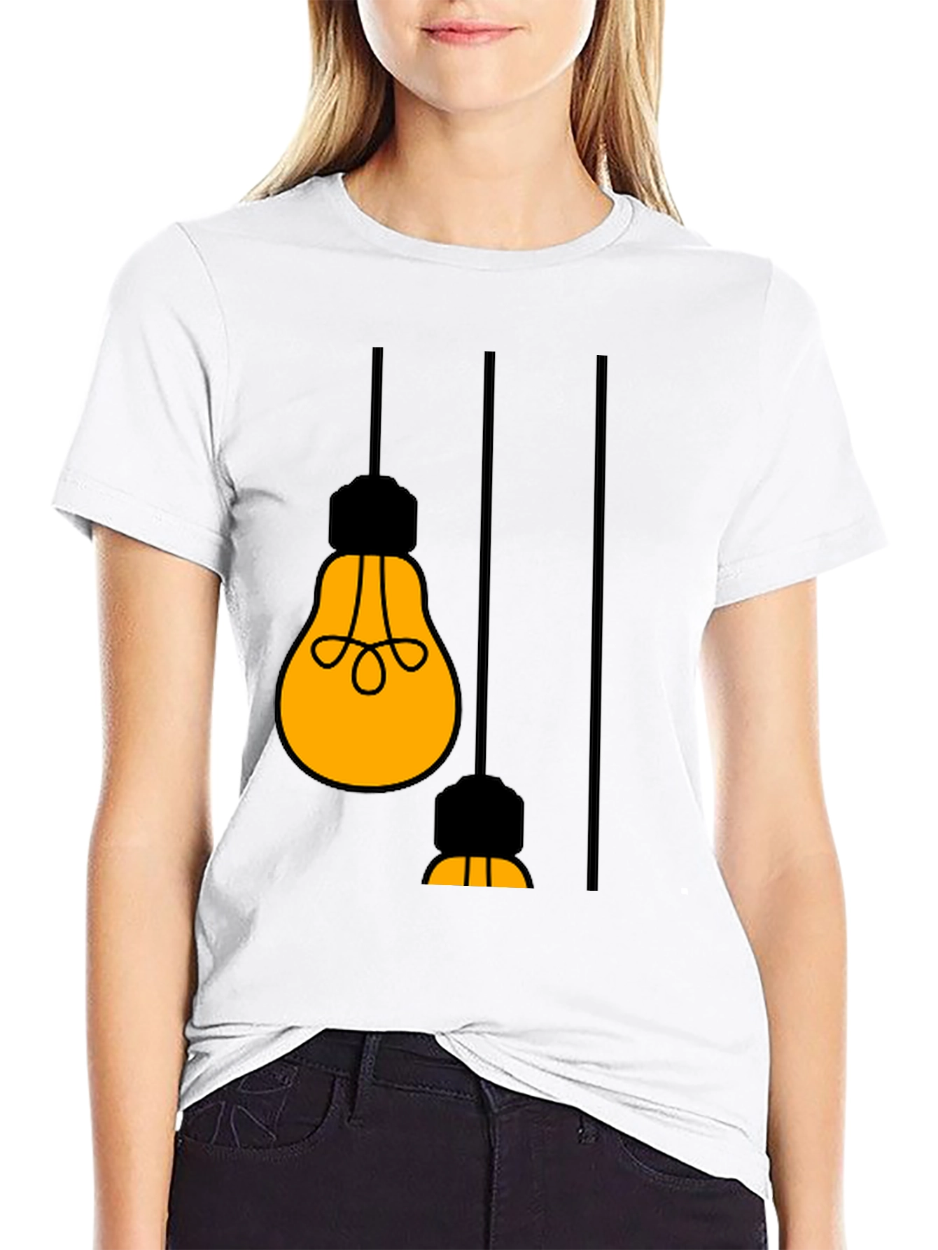 Black Illuminating Light Bulb Graphic Tee view 9