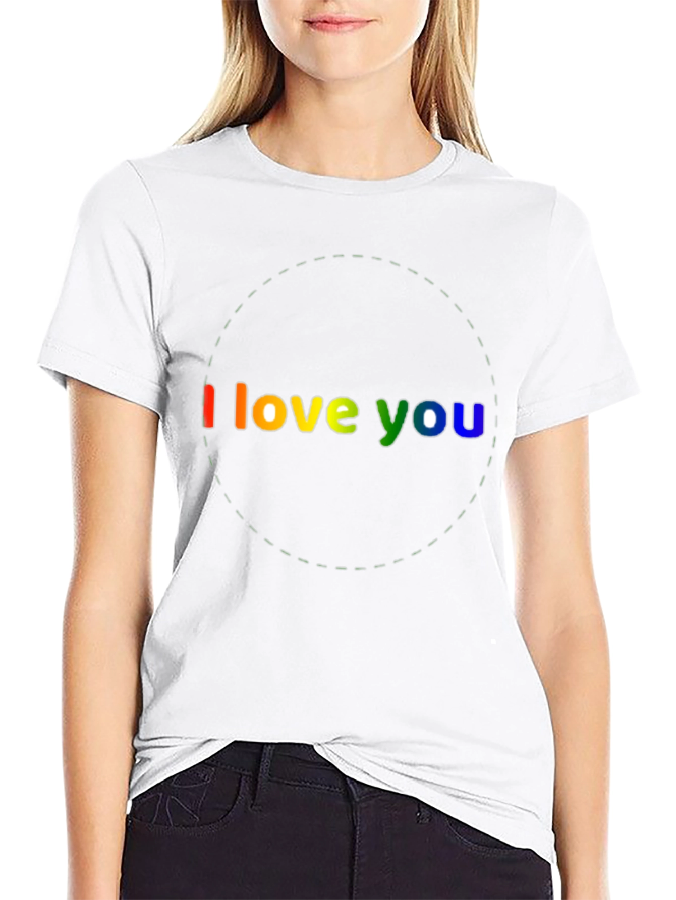 Black I Love You Rainbow Graphic Black T-Shirt view 9
