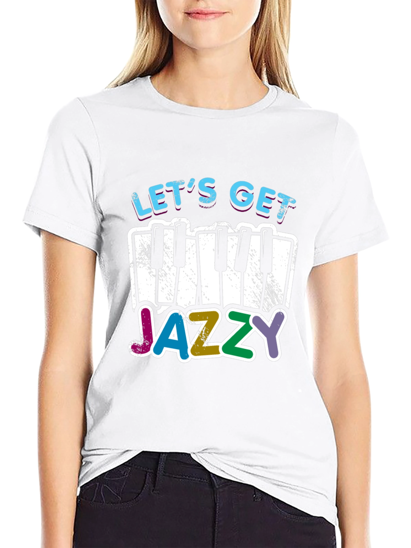 Black Let's Get Jazzy T-Shirt - Music Lover Tee view 9