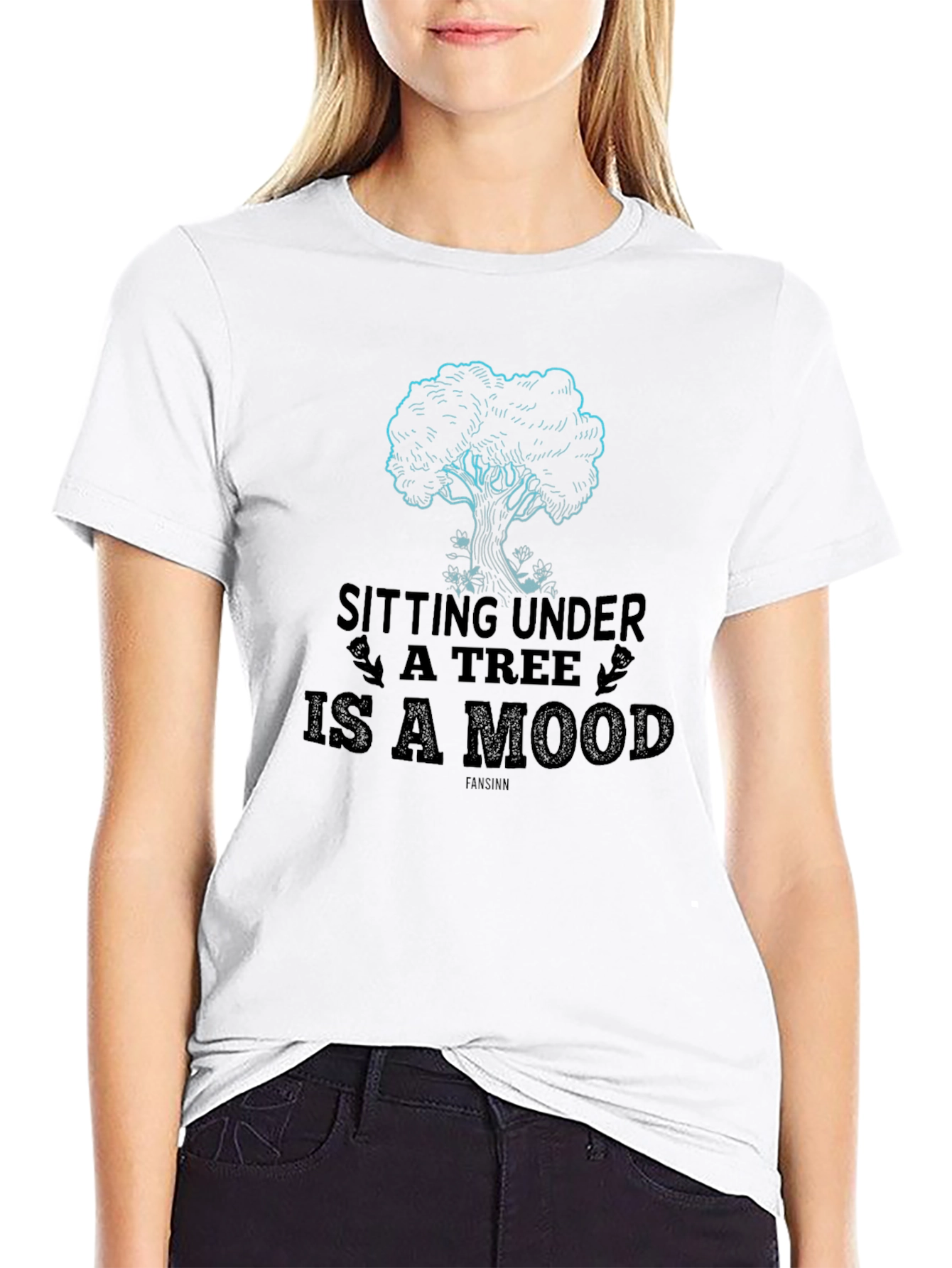 Black Sitting Under a Tree T-Shirt - Relaxed Mood view 9
