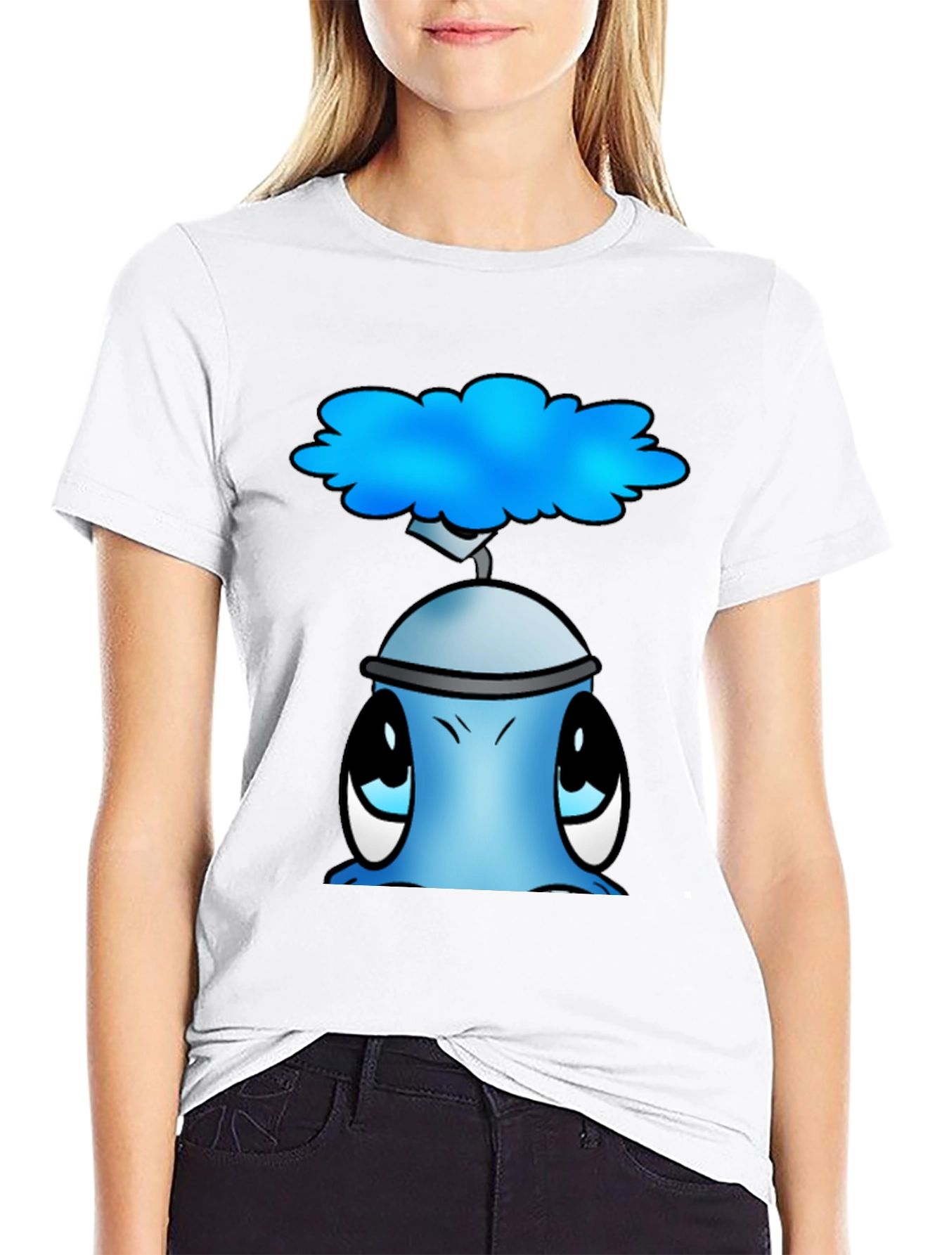 Black Cute Blue Alien Graphic T-Shirt view 9