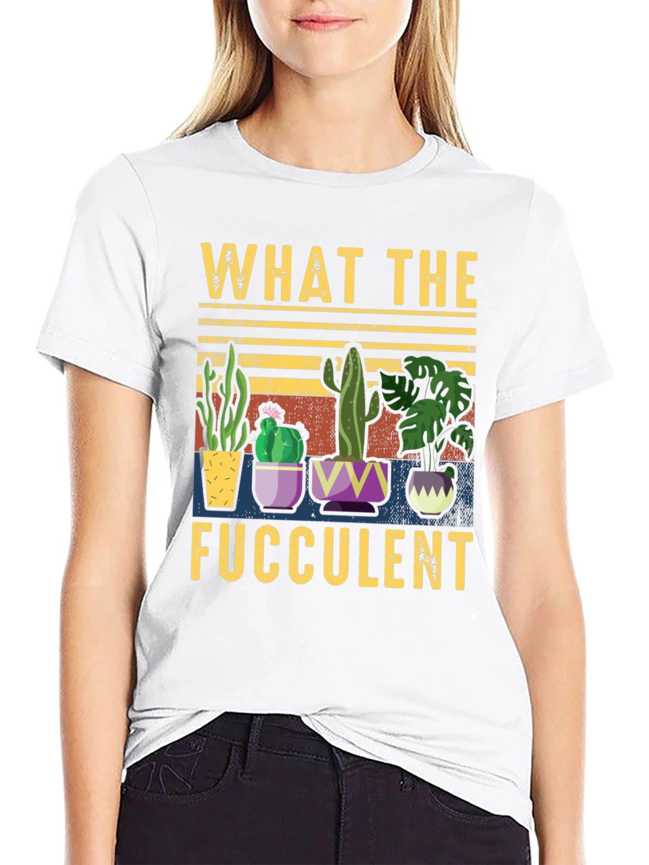 Black What the Fucculent T-Shirt Funny Succulent Plant Lover Tee view 9